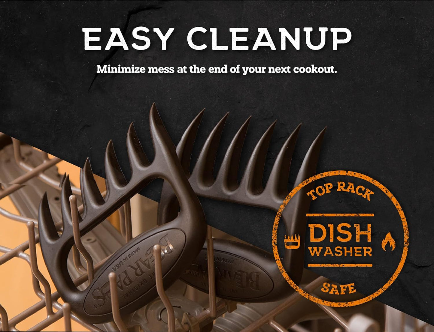 Bear Paws Meat Claws - The Original Meat Shredder Claws for Pulled Pork, USA Made - Easily Lift, Shred, Pull and Serve Pork, Chicken, Brisket and Turkey - Gift for Dad on Father's Day! (Black)