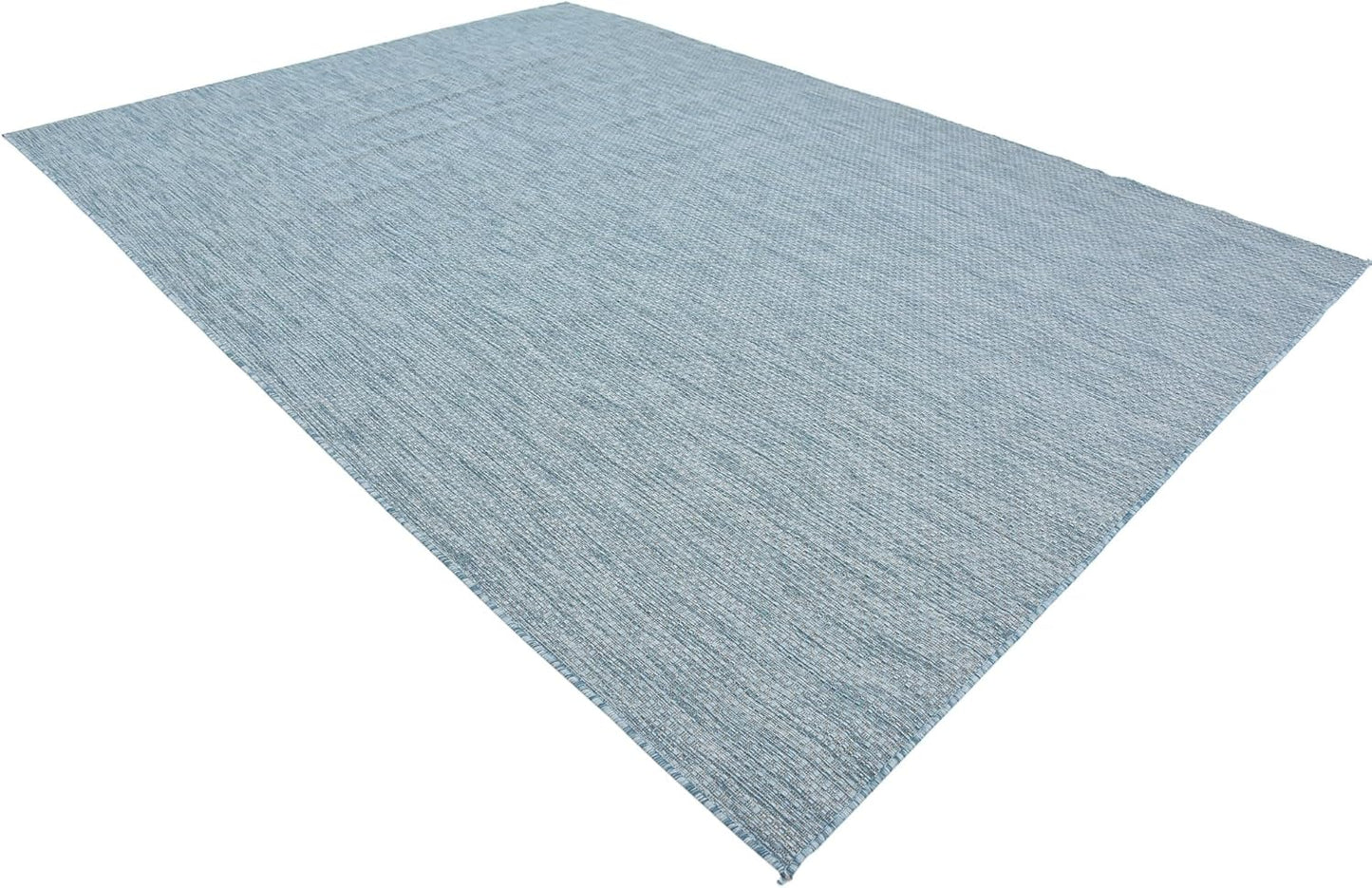 Unique Loom Collection Casual Transitional Solid Heathered Indoor/Outdoor Flatweave Area Rug (8' x 11' 4" Rectangle, Aquamarine/Ivory)