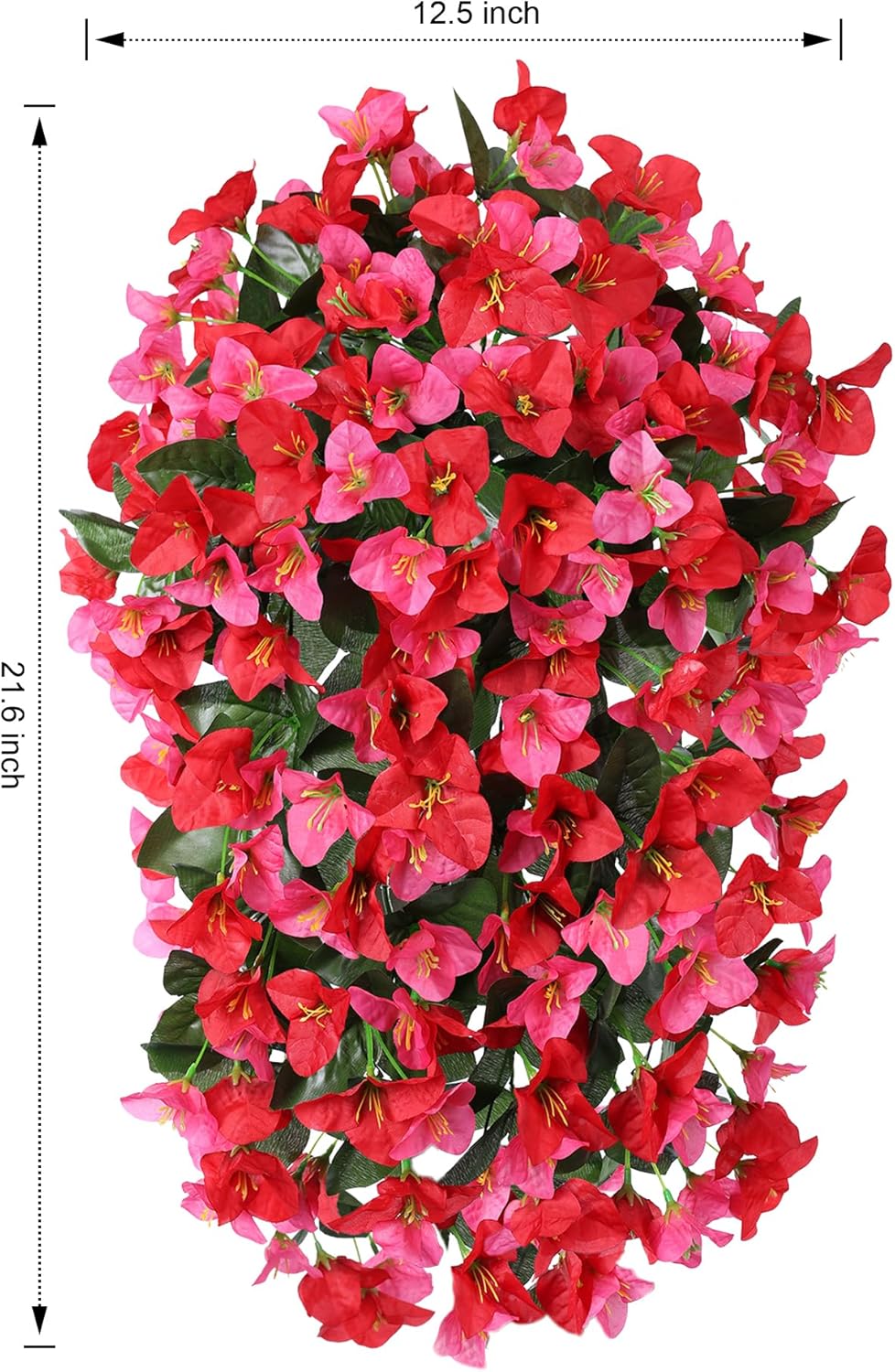 Bougainvillea Artificial Hanging Flowers Plants for Outdoors Decoration, 2pcs Fake Flowers Silk Bougainvillea Vines Realistic UV Resistant Faux Flowers for Outdoor Planters Porch Patio, Mix