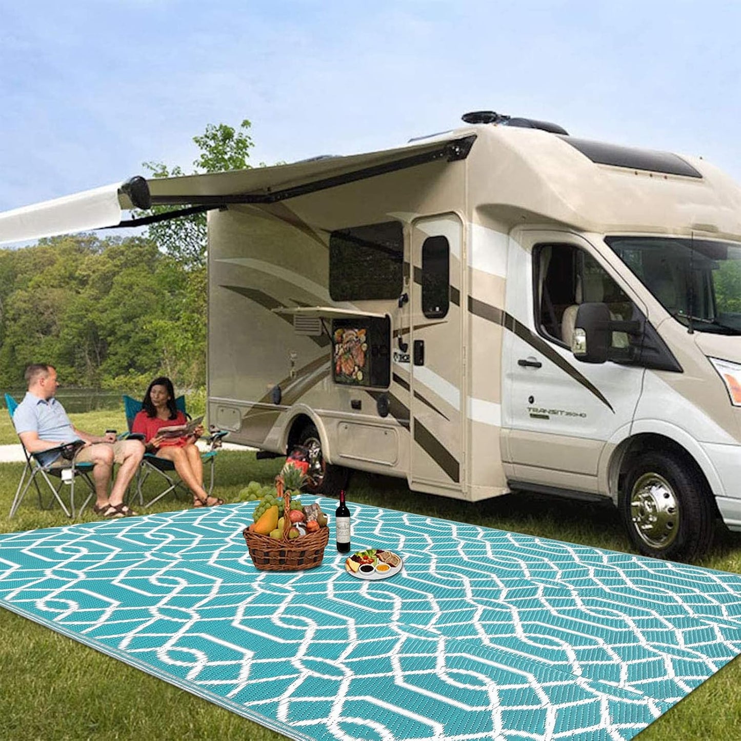 HEBE Outdoor Rug Waterproof 8x10, Reversible Plastic Straw Rug RV Camping Rug, Indoor Outdoor Patio Mat Clearance, Outside Carpet for Porch,Deck,Camper,Balcony,Backyard,Picnic