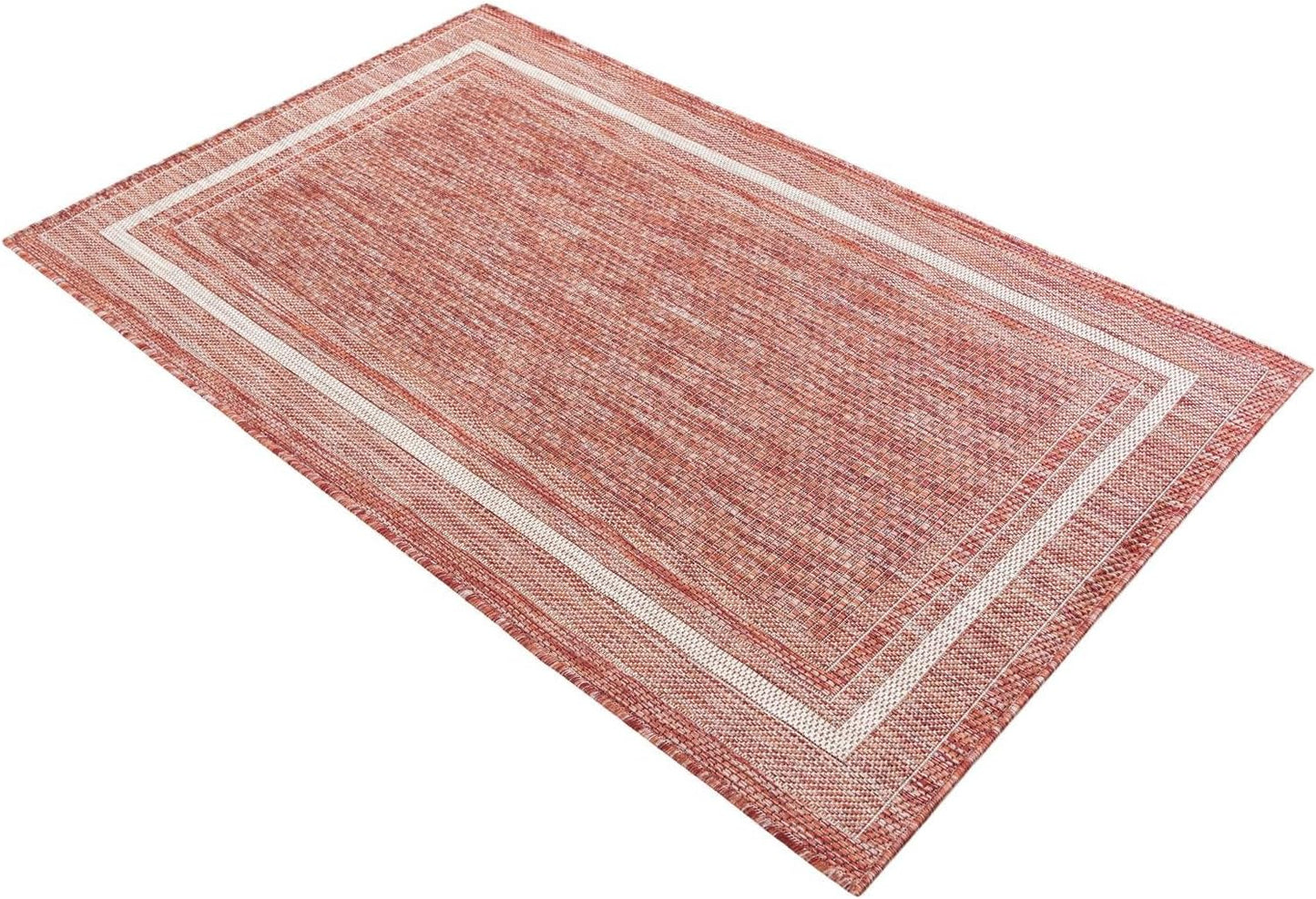 Unique Loom Outdoor Border Collection Area Rug - Soft Border (3' 3" x 5' 3" Rectangle Rust Red/Ivory)