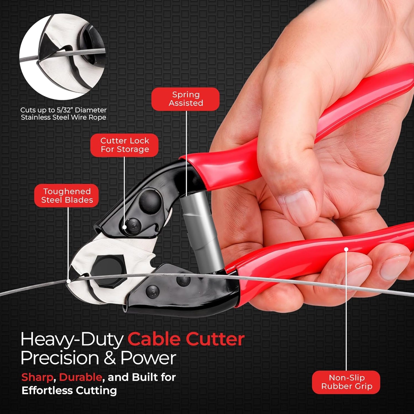 1000FT 1/8" T316 Stainless Steel Cable - 7x7 Strands Wire Rope - Black Phosphate Coating - Cable Cutters & Gloves Included - Aircraft Cable for Indoor & Outdoor - Cable Railing Stair