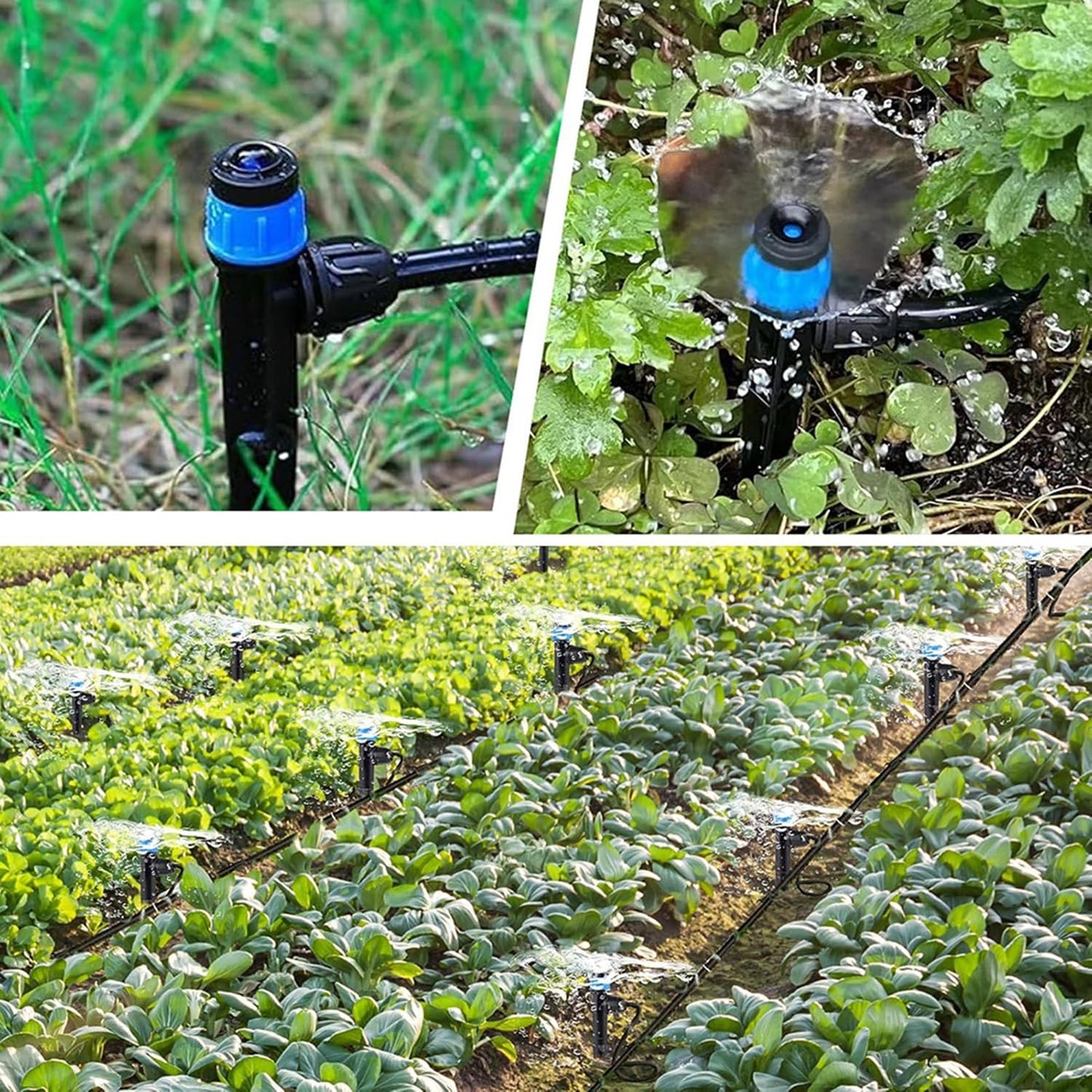 Adjustable Drip Irrigation Drippers Vortex: 20PK Fan Shape Water Flow Bubbler Stake Irrigation Emitters with Lock Barbed for 1/4 inch Tubing for Garden Watering