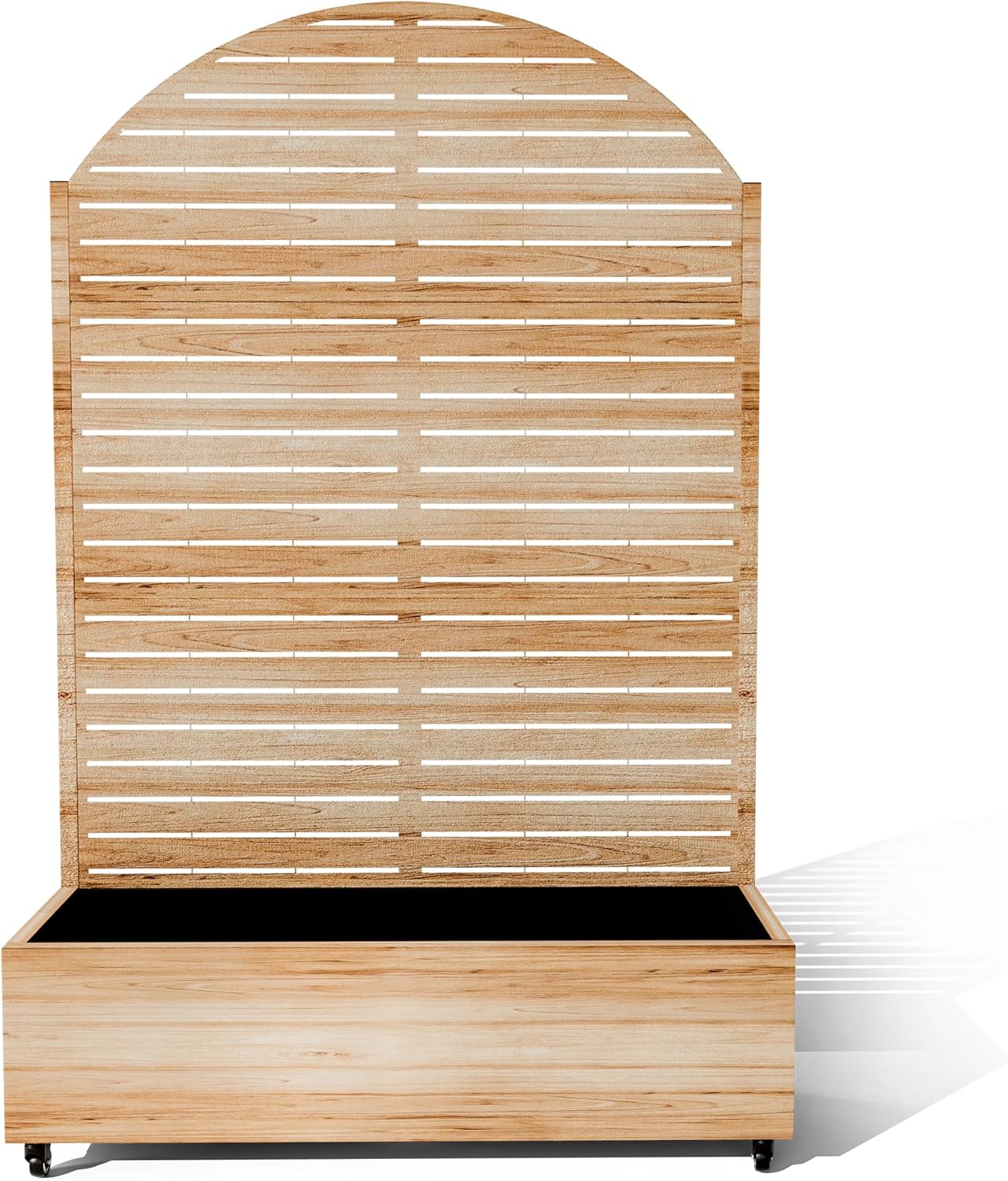 Raised Garden Bed with Arched Trellis and Wheels,73"x47"x16" Metal Raised Garden Bed,Acacia Finish Metal Planter with Climbing Trellis for Vines & Vegetables