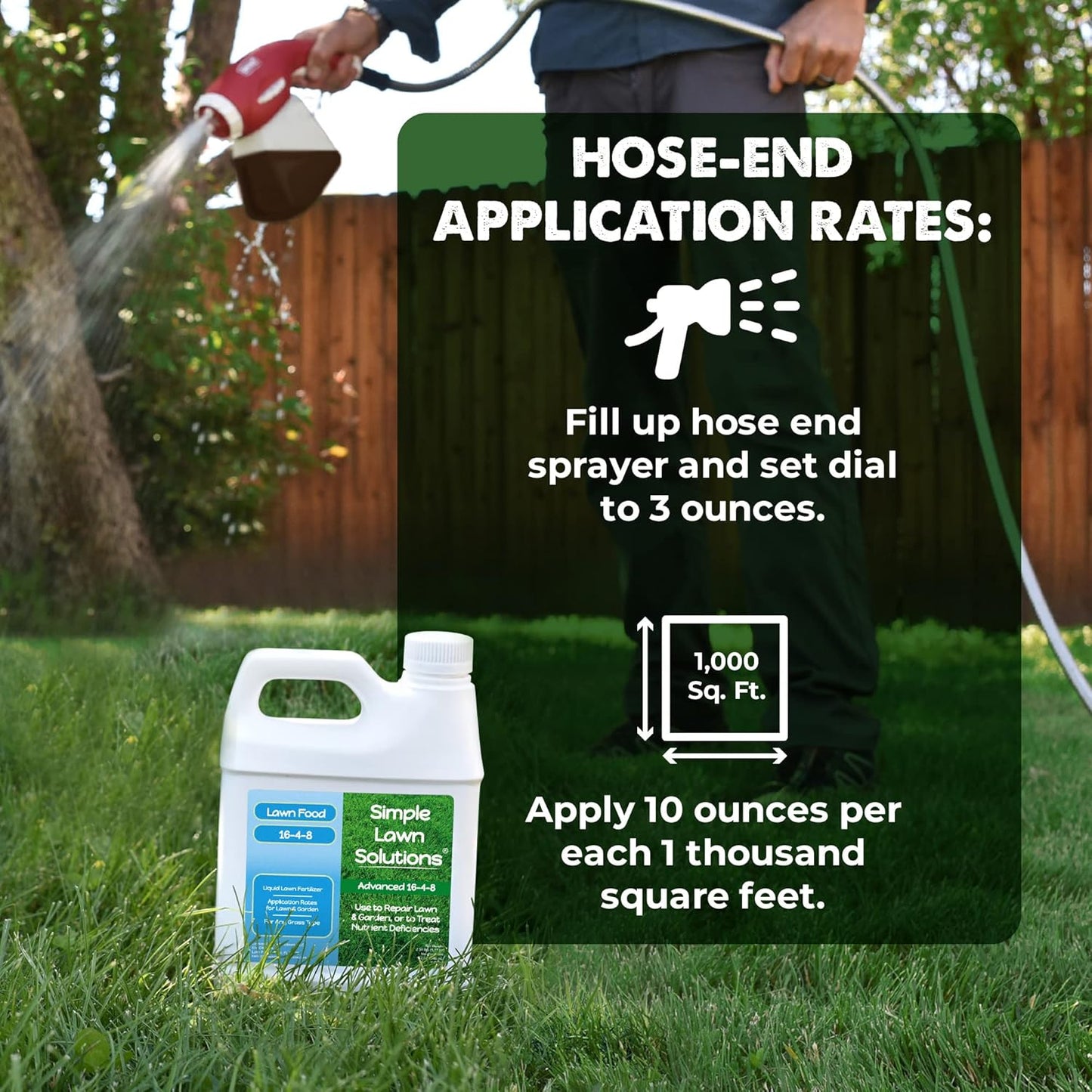 Advanced 16-4-8 Lawn Fertilizer - Liquid Lawn Food Spring & Summer Concentrated Spray - Any Grass Type- Fish and Seaweed Kelp- Balanced NPK - Simple Lawn Solutions (1 Quart)