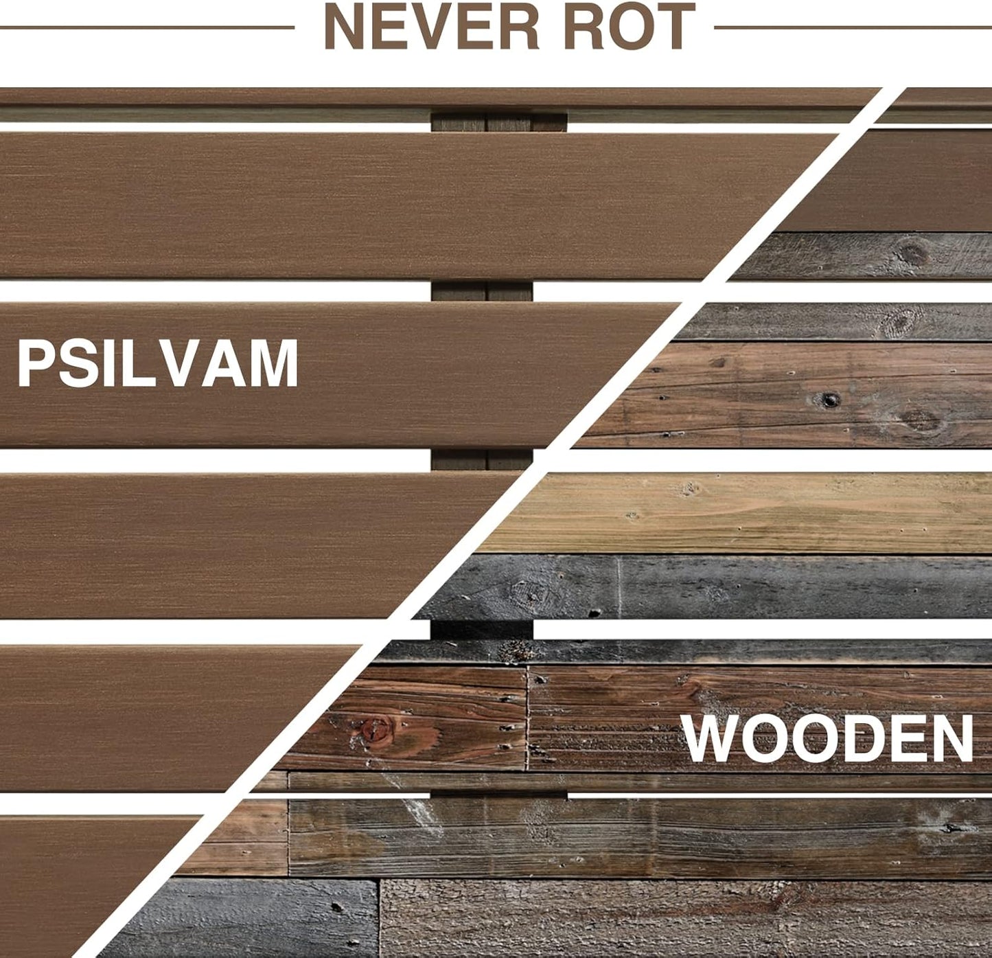 Psilvam Knight Bench Set of 2, Two Person Outdoor Poly Lumber Patio Backless Bench, Weatherproof Garden Bench That Never Rot and Fade, Suit for Church, School, Garden, Porch and Park (Brown)