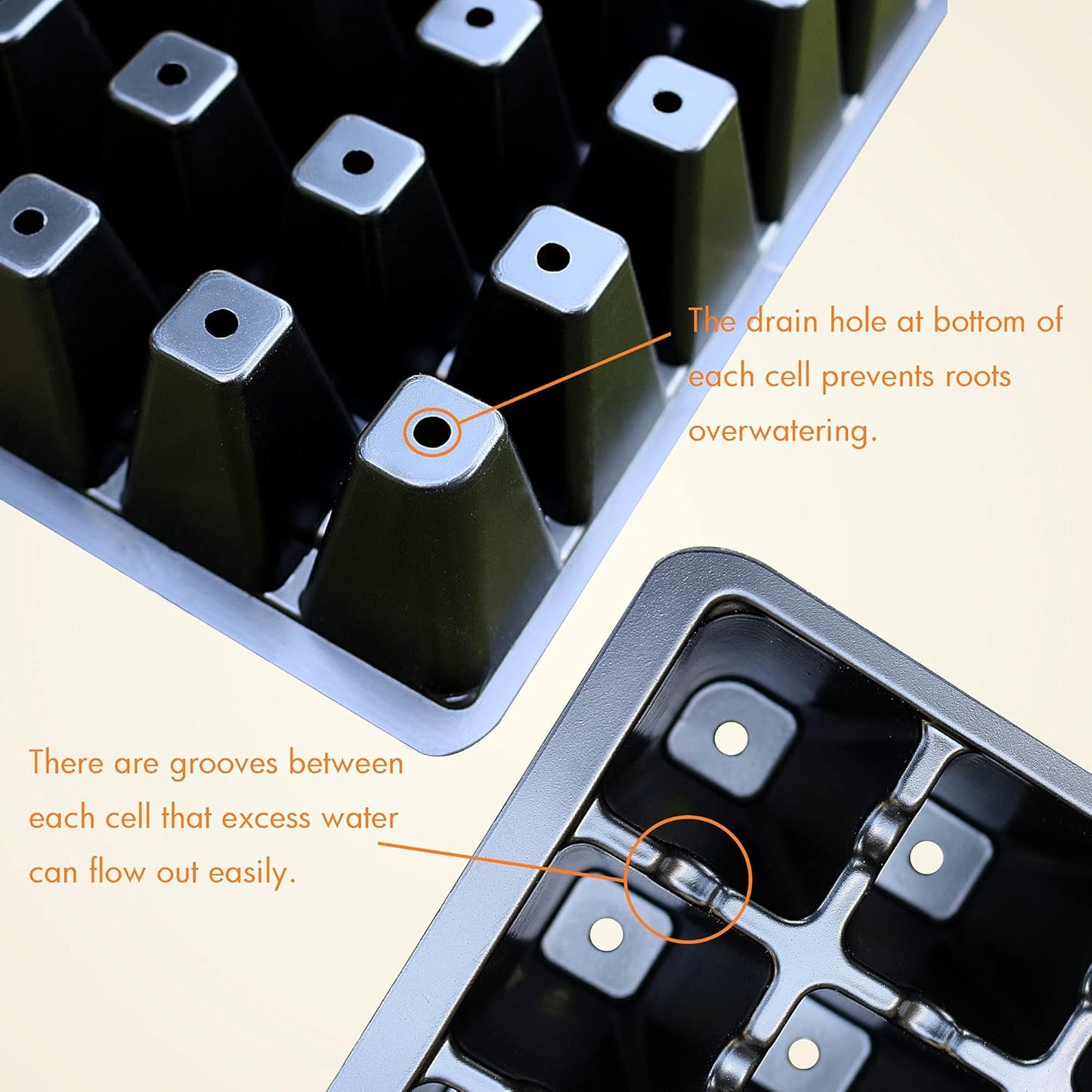 Gardzen Seed Starter Tray, 5 Pack Smiling Face Plant Germination Trays with Total 350-Cell, Seed Starter Kit with Humidity Vented Domes and Bases for Starting Vegetable Flower Herb Seeds 18" x 14"