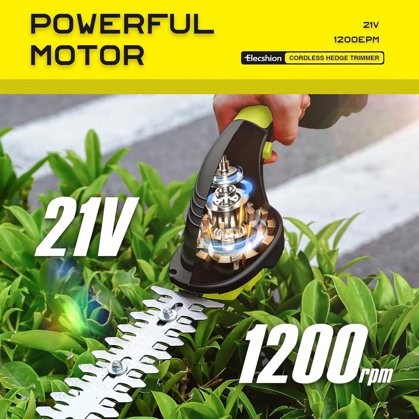 Cordless Hedge Trimmer with Battery and Charger Included, 2 in 1 Handheld Small Electric Bush Trimmers/Grass Cutter Yard Tool for Shrub,Tree,Lawn, Battery Powered Hedge Clippers for Garden