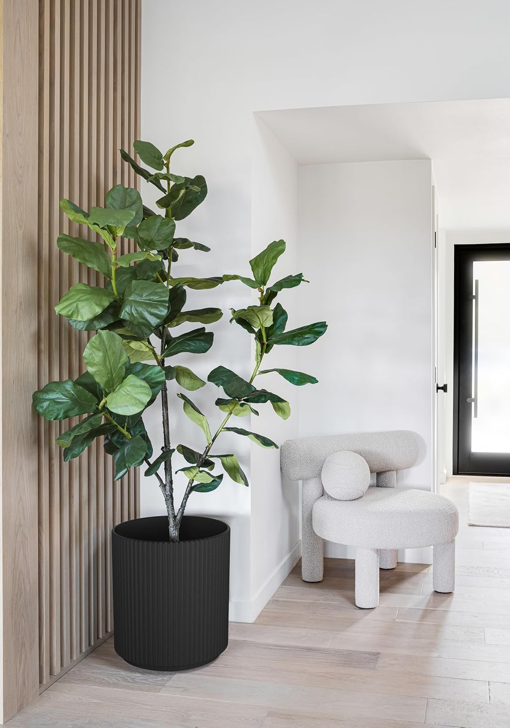 Veradek Round Demi Planter Pots for Indoor/Outdoor Garden Use, Made from Plastic-Concrete Mix with Drainage Holes, Perfect for Small to Large Succulent Plants, Flowers, Modern Interior Plants