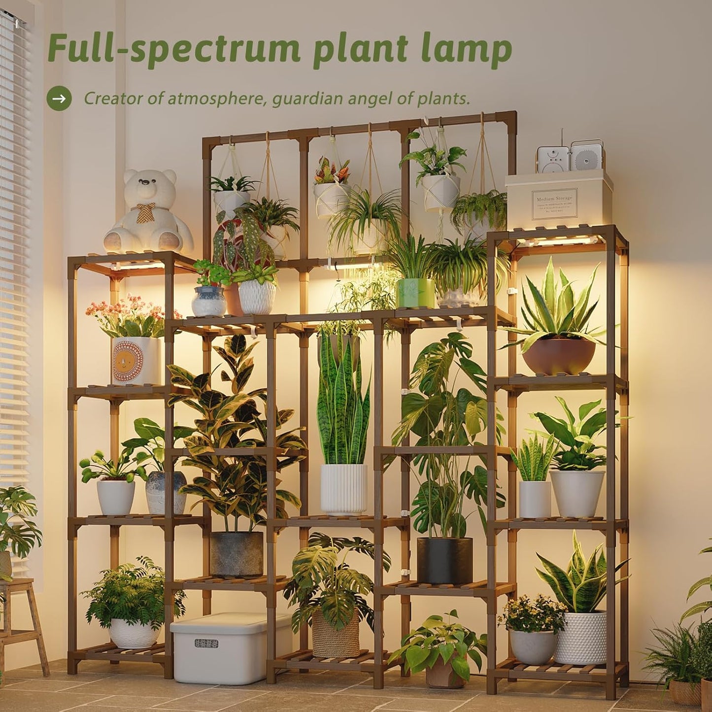 Plant Stand Indoor with Grow Light 14 tiers Large Plant Shelf for Indoor Plants Display Heavy Duty Plant Rack for Living Room Patio Decor
