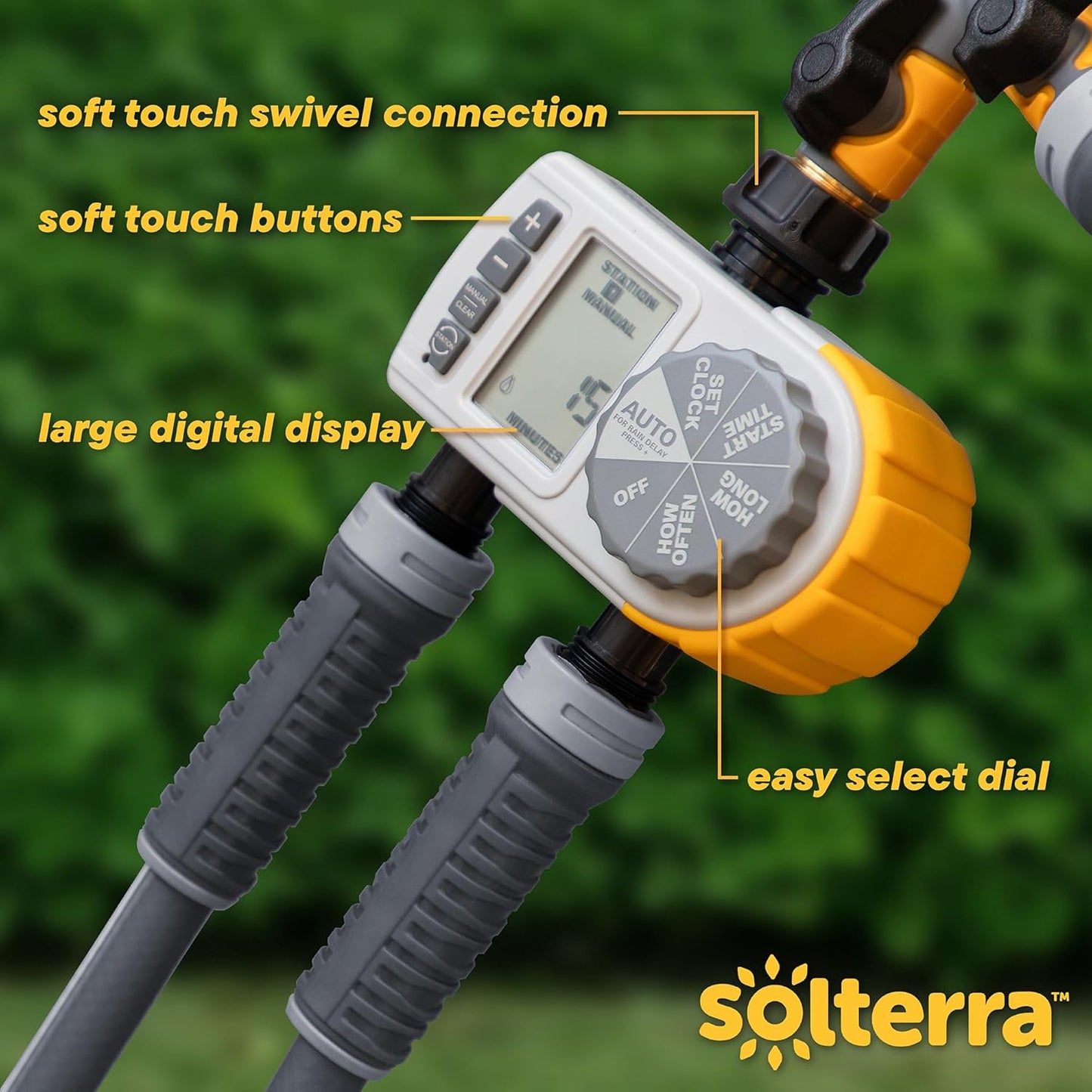 28153 Single-Dial Two-Outlet Hose Timer, Gray