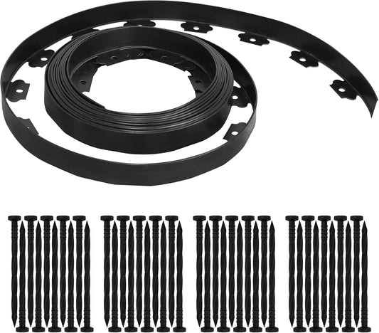 Gardzen 1.5" x 33' Landscape Edging Kit, Garden Edging Coil Comes with 40 Pcs Spikes, No Dig Lawn Border Design