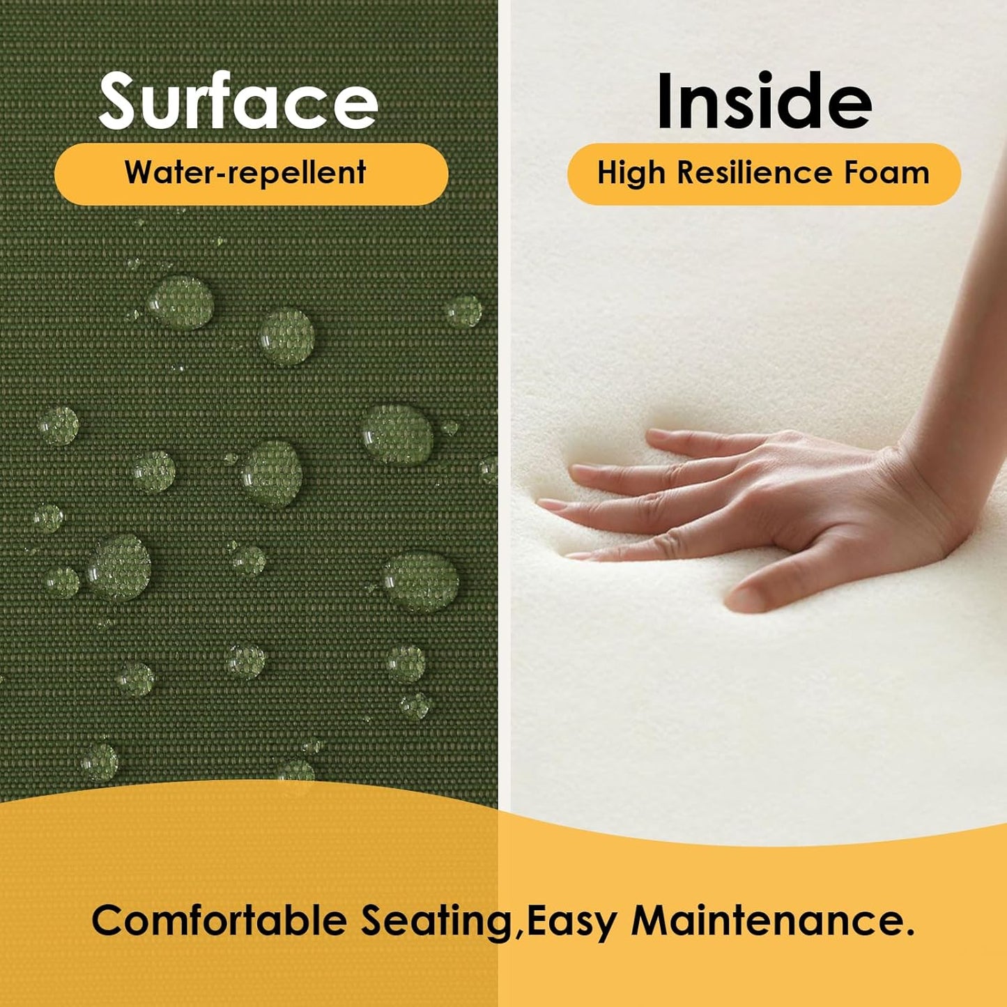 Outdoor Square Corner Seat Cushion, 19"x19"x3", Set of 4, Non Slip Seat Cushion Pads with Removable Cover for Patio Furniture, Garden Yard Lawn, Deep Forest Green