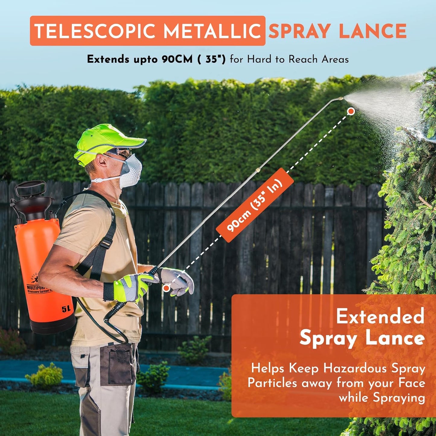 Pump Sprayer Upgraded Garden Sprayer with Viton Seals Telescopic Metal Lance, Premium Pumping Spray Bottle 5L-S with Spare Parts for Watering Plants Lawn Care & Home & Car Cleaning