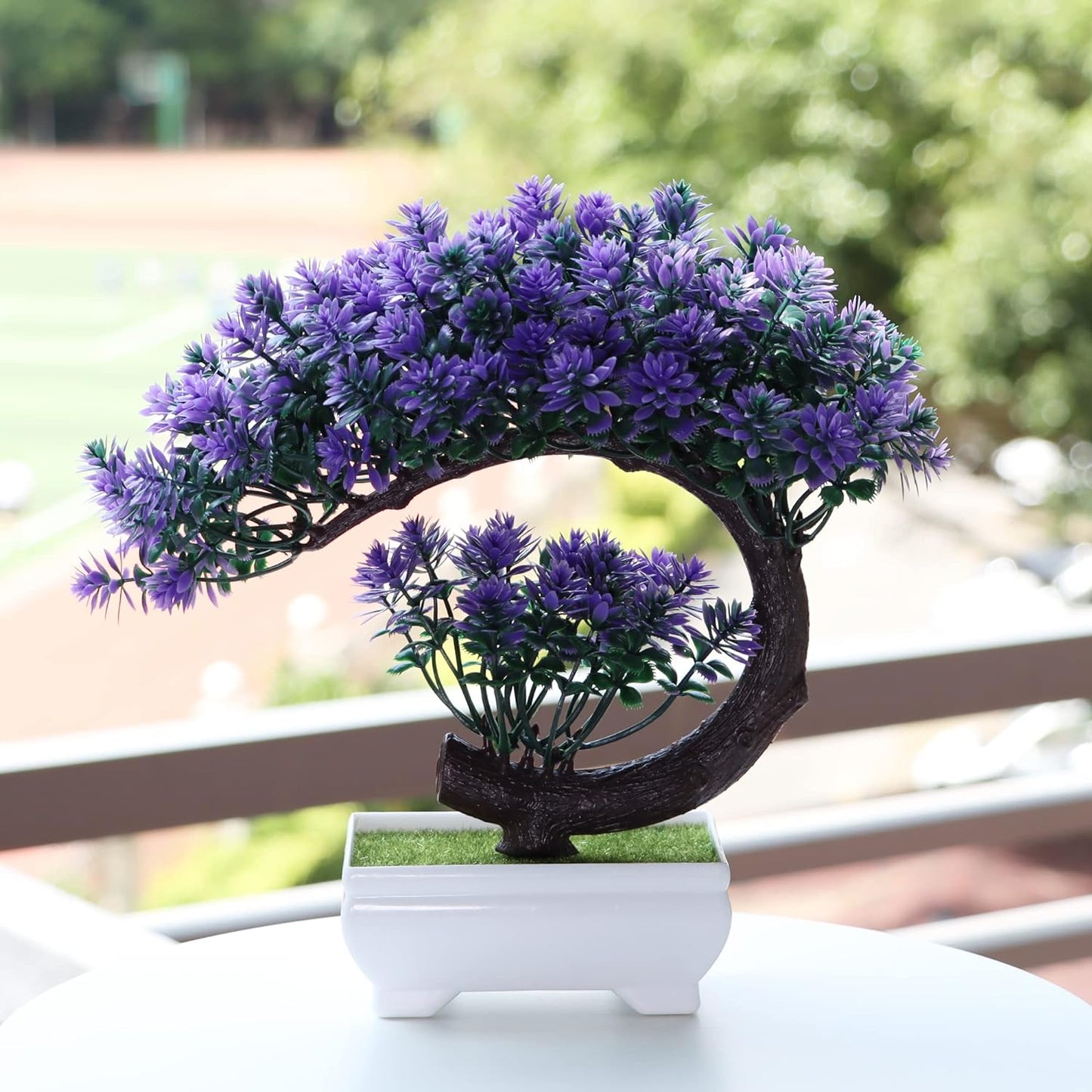Small Artificial Plants Greenery Desktop Bonsai - Purple Plastic Fake Plants for Home Decor Indoor Bookshelf Office Desk Bathroom Room Decor, Tall 8.5"