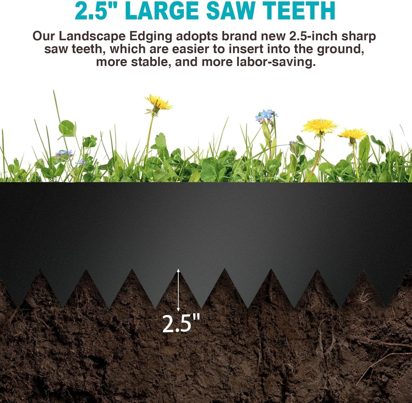 40" LX10 H Metal Landscape Edging, Heavy Duty Galvanized Steel Garden Edging,6 Pack Steel Landscape Edging with 7 Clips for Lawn, Flower Bed, Yard (Black)