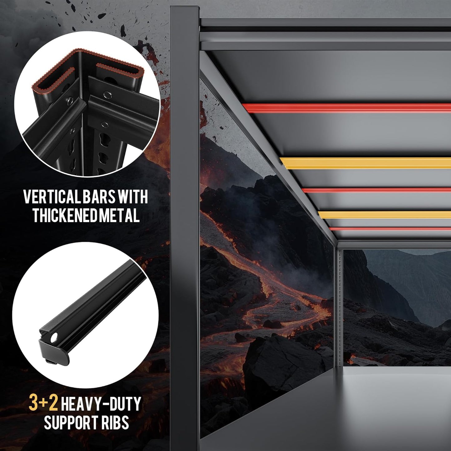 59.8" W x 59.8" H x 24.2" D Metal Storage Shelves, 2120LBS Garage Shelving Unit with Adjustable Shelf, 4 Tier Storage Rack for Garage, Pantry, Warehouse, Basement, Black, 2 Pack