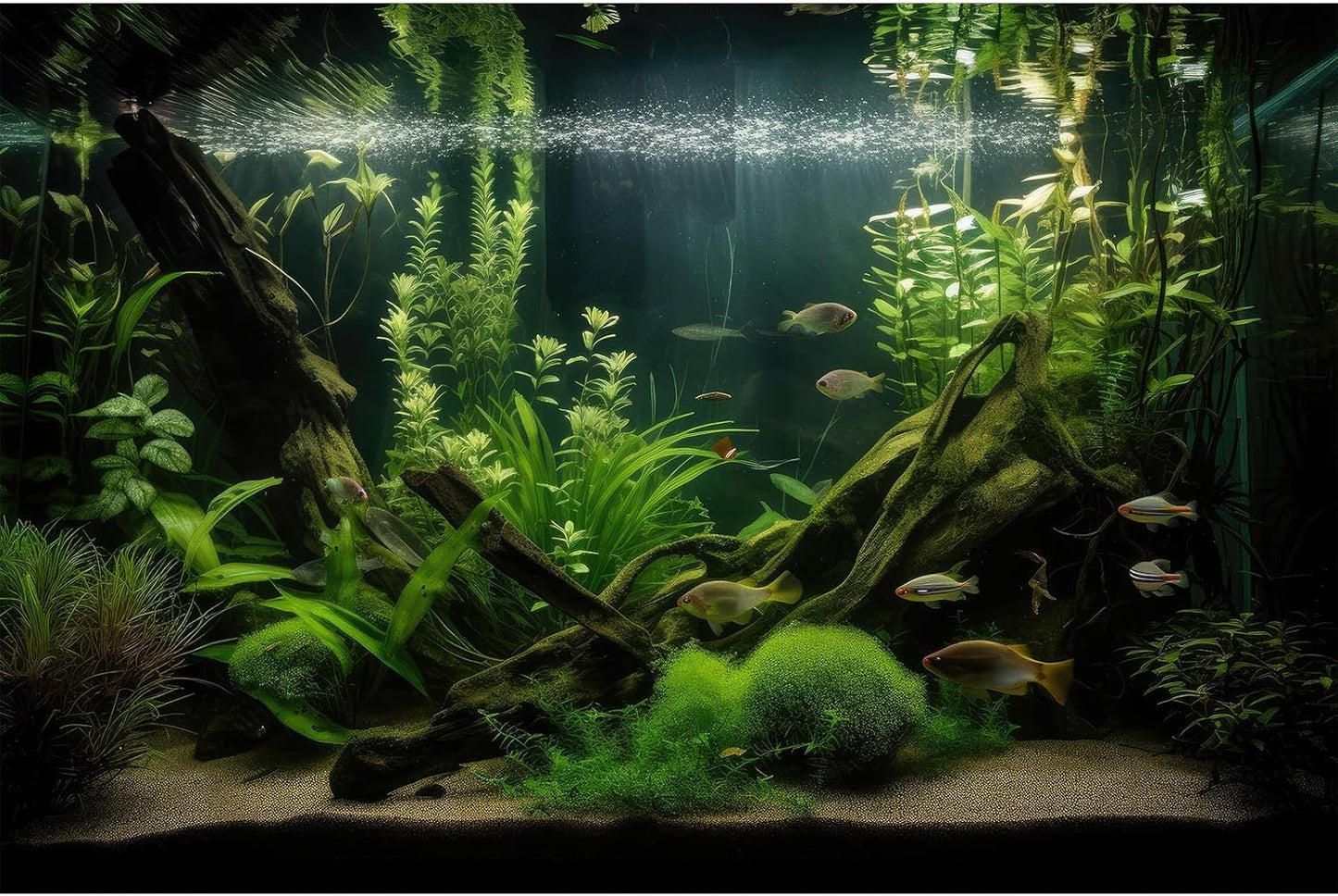 Aquarium Background Diverse Aquatic Plants and Seagrasses Terrarium Background Redwood Root Lush Green Underwater Plants Moss Fish Tank Background Under The Sea Aquarium Backdrop Vinyl 36x18in