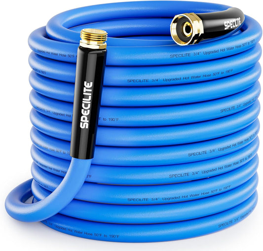 Hot/Cold Garden Water Hose 150 ftx 3/4 in, -50℉ To 190℉, Heavy Duty, Flexible, Burst 605 Psi, Lightweigh, Upgraded Rubber Pipe with 3/4" Brass Fittings For Backyard, Outdoor, Farm, Blue