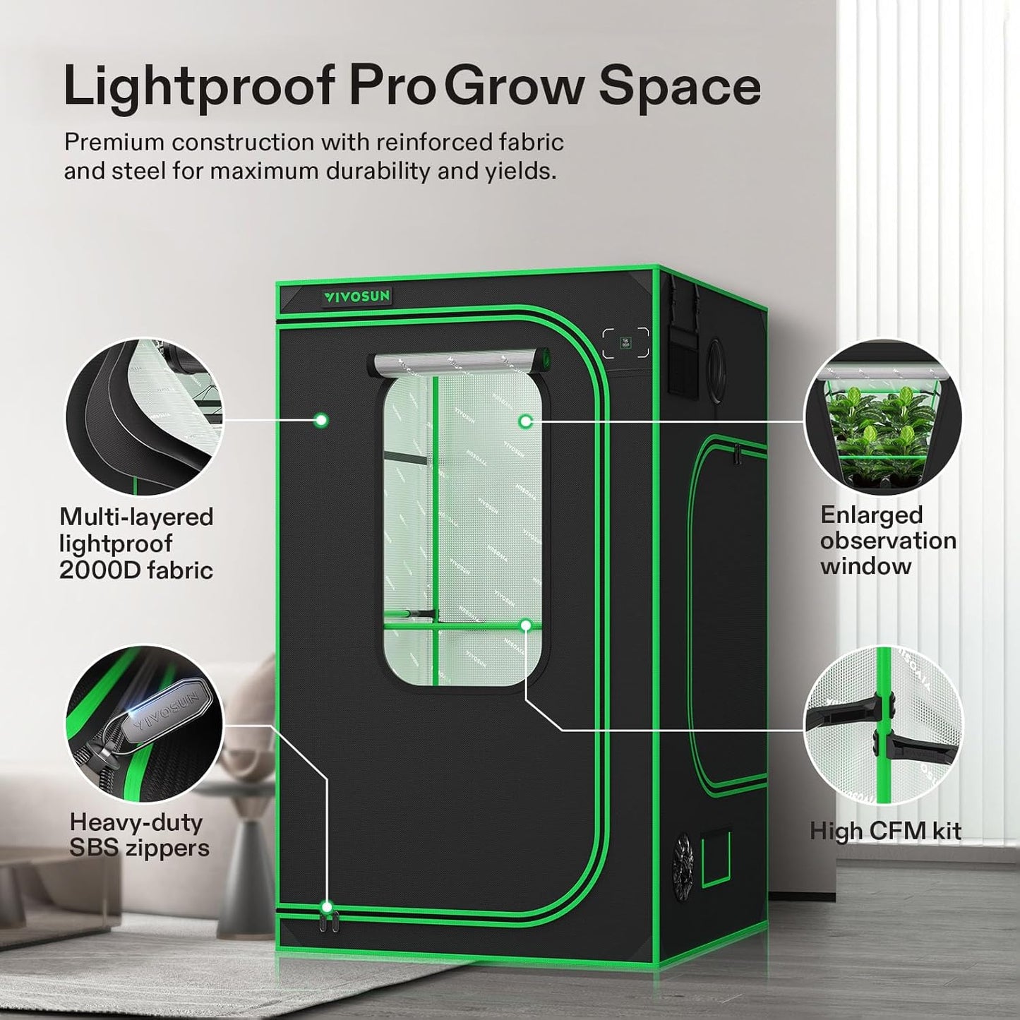 VIVOSUN GIY Plus Smart Grow Tent Kit, 4x4ft 4-Plant System, WiFi-Integrated Automatic Grow System with 2000D Mylar Grow Tent, Full-Spectrum Programmable Grow Light, Enhanced Ventilation & Circulation