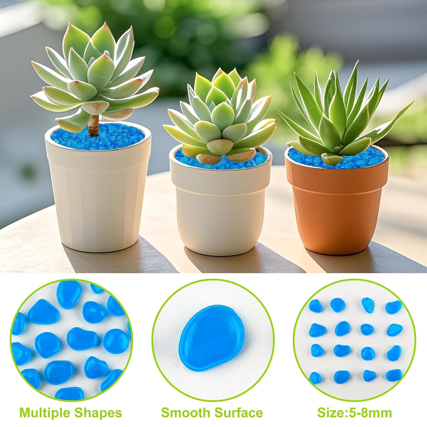 200pc Blue Glow in The Dark Stones Blue Pebbles Glow Fish Tank Rocks Luminous Pebbles for Outdoor Decor Garden Luminous Stone Glow Stones for Yard Walkway Pathway Aquarium,Blue