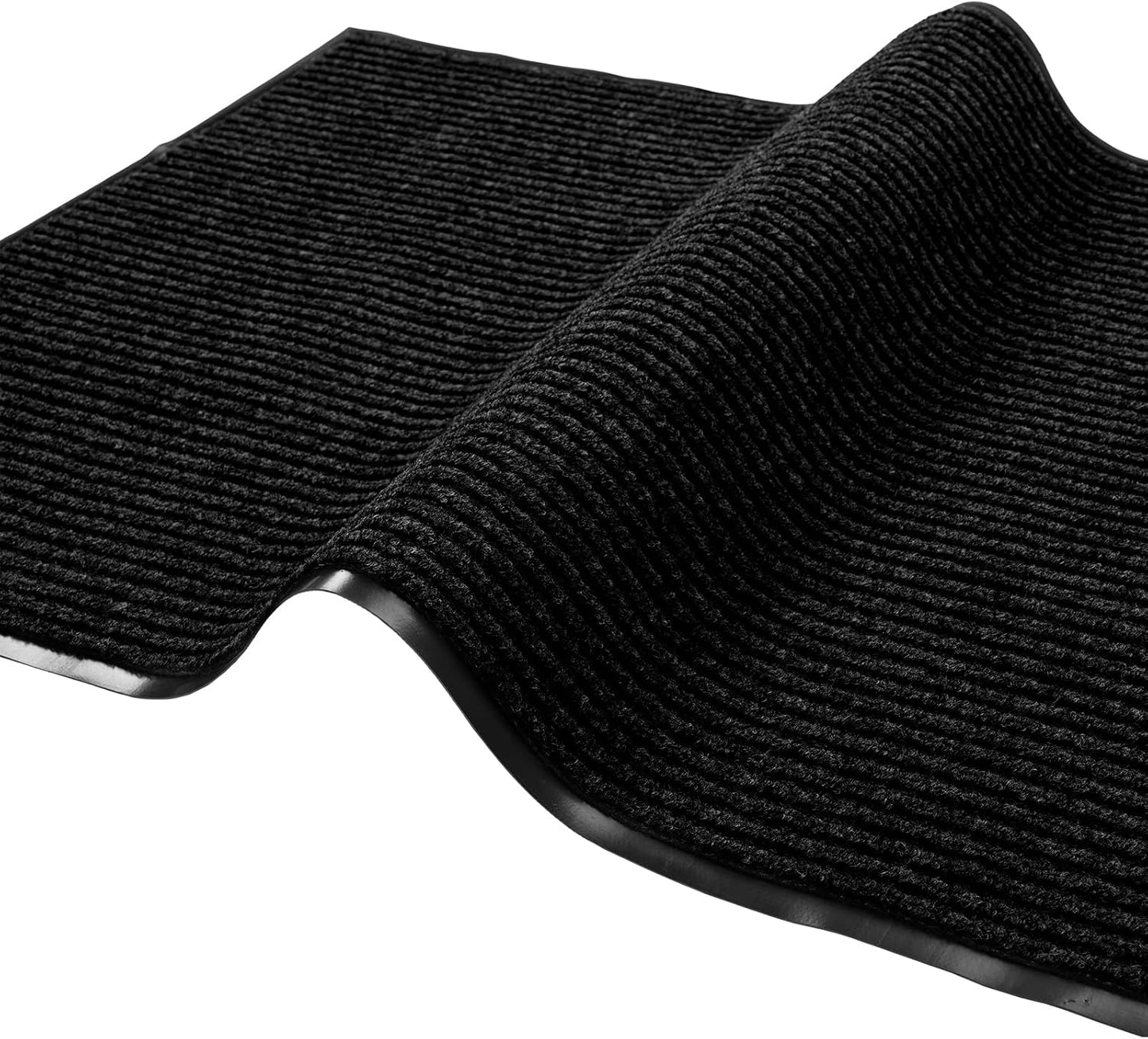 fani Heavy Duty Large Outdoor Indoor Entrance Black Doormat Waterproof Low Profile Entrance Rug Front Door Mat Patio Anti-Skid Rubber Back, 31x47 inch (Black)