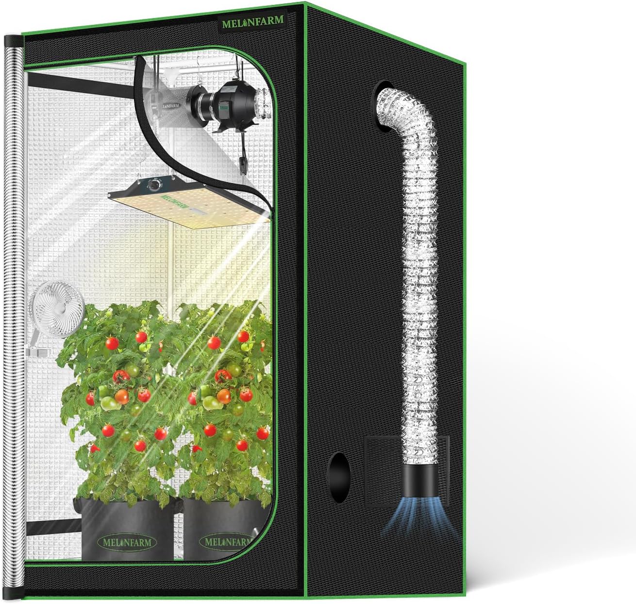MELONFARM 2x2 Grow Tent, 24"x24"x32" Double Transparent Viewing Door Indoor Grow Tent, Growing Tent with High Reflective Mylar & Floor Tray, Plant Tent for Indoor Hydroponics Growing
