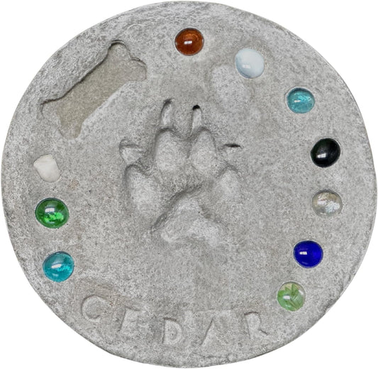 DIY Paw Print Stepping Stone Kit, Pet Memorial Stone, Pet Garden Stone (10 Inch)