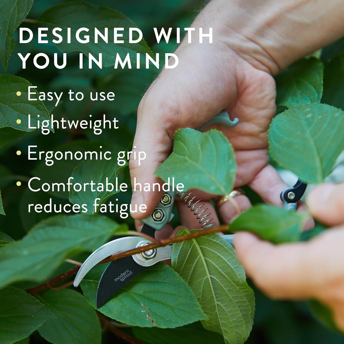 Modern Sprout Hand Pruners - Lightweight Pruning Shears W/Easy Lock- Gardening Scissors - Bypass Sharp Carbon Steel Blade - Rust Resistant - Garden Tools - Reusable Holster - Lavender