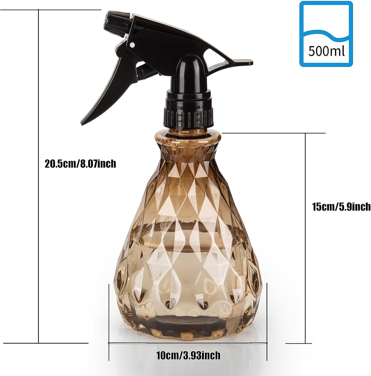 2 Pcs Spray Bottles, 500 ml/17 oz Empty Water Spray Bottles, Plastic Reusable Adjustable Mist Sprayer Squirt Bottles Containers Refillable for Cleaning Solutions, Gardening, Plants