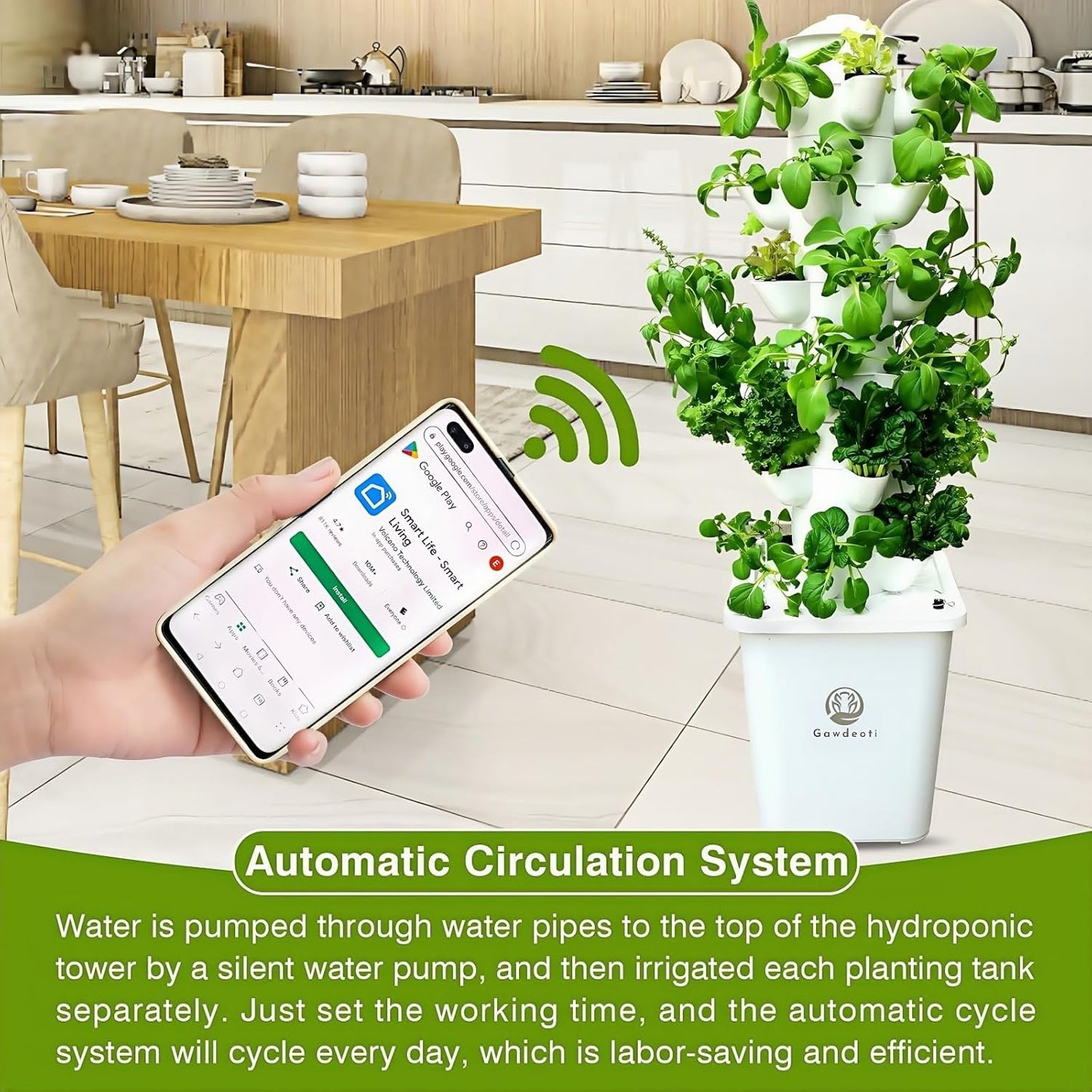 Hydroponic Growing System Kit - Indoor Smart Hydroponic Vertical Garden,Hydroponic Vegetable System,30 Pods,with Pump System and Automatic Timer, White