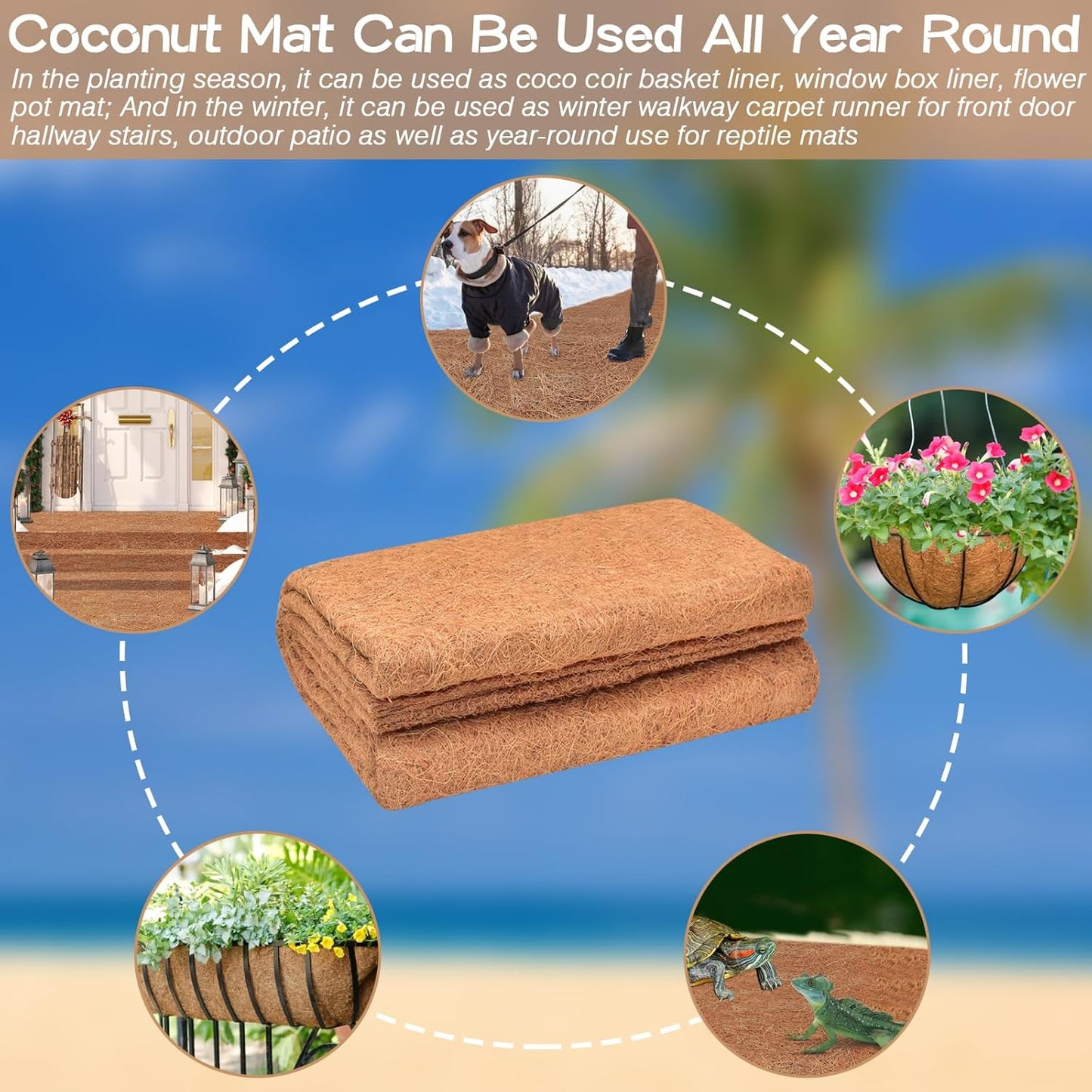 ZeeDix 4 Pack No-Slip Ice and Snow Carpet- 31 x 80 x 0.28In Thickened No Slip Ice Carpet Outdoor Runner Natural Coconut Fiber Mat for Walkway, Garden Doorway Stair Porch Outdoor Safer Walking