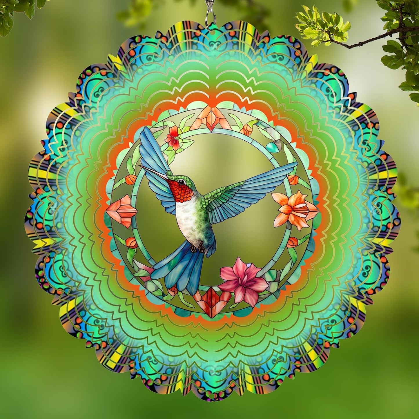 Wind Spinners Outdoor Hummingbird - Birthday Gifts for Women Mom Wife, Hanging Wind Sculptures Wind Spinners, 12 inch 3D Wind Spinner for Garden Decor for Outside, Garden, Patio, Yard, Outdoor