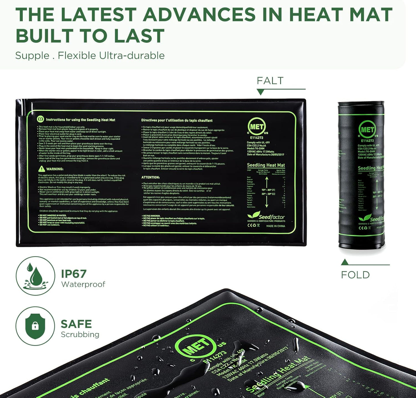 Seedfactor 7-Pack Seed Starter Kit with Grow Light (12 Cells per Tray), Plant Germination Trays with Adjustable Humidity Dome Seed Trays Seedling Starter with Base Trays for Germination