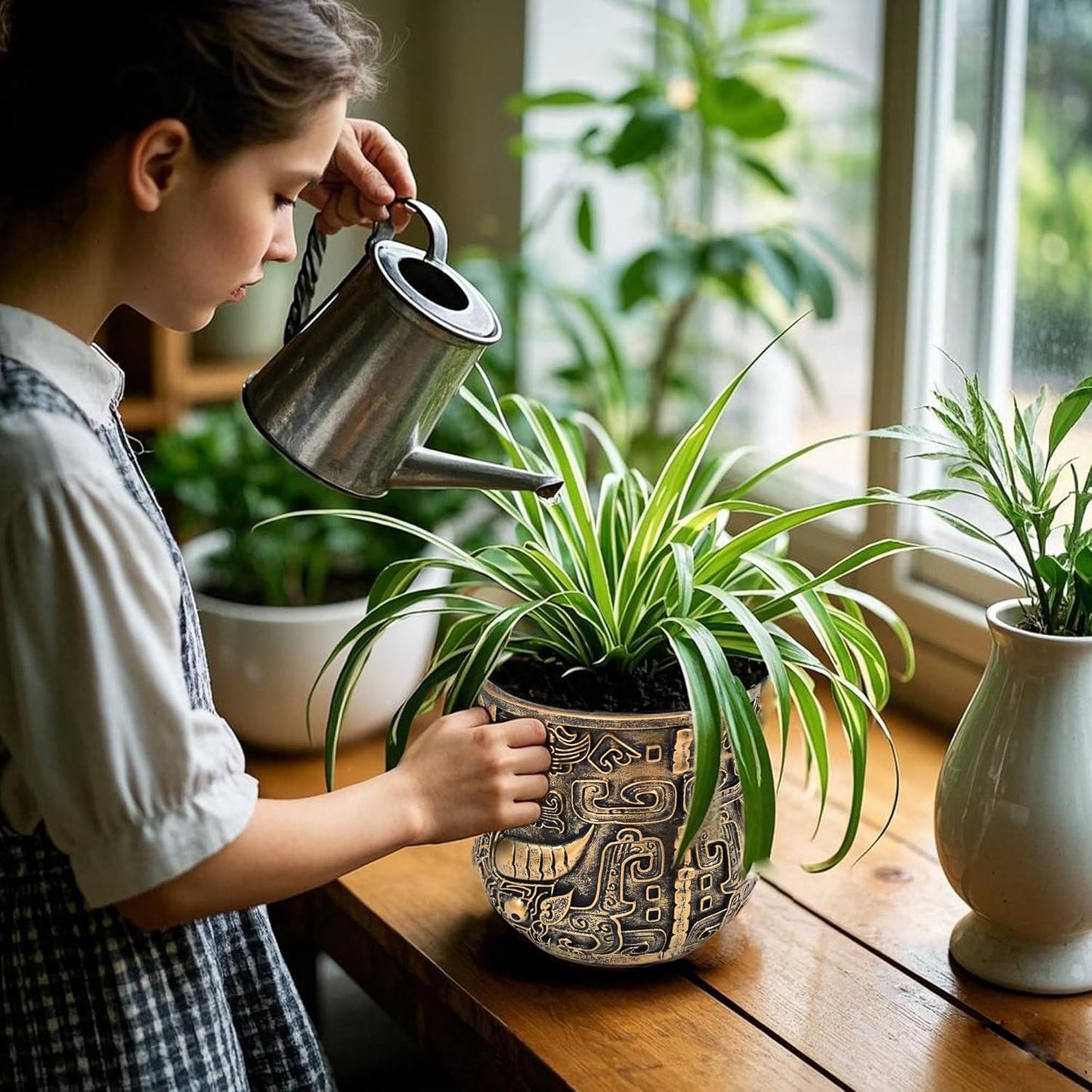 Tribal Vintage Face Planter,Lightweight Unique Plant Pots with Drainage,Eclectic Small Succulent Flower Planters Pots for Outdoor&Indoor Plants,Funny Garden Pot for Room Decor(5.5in)