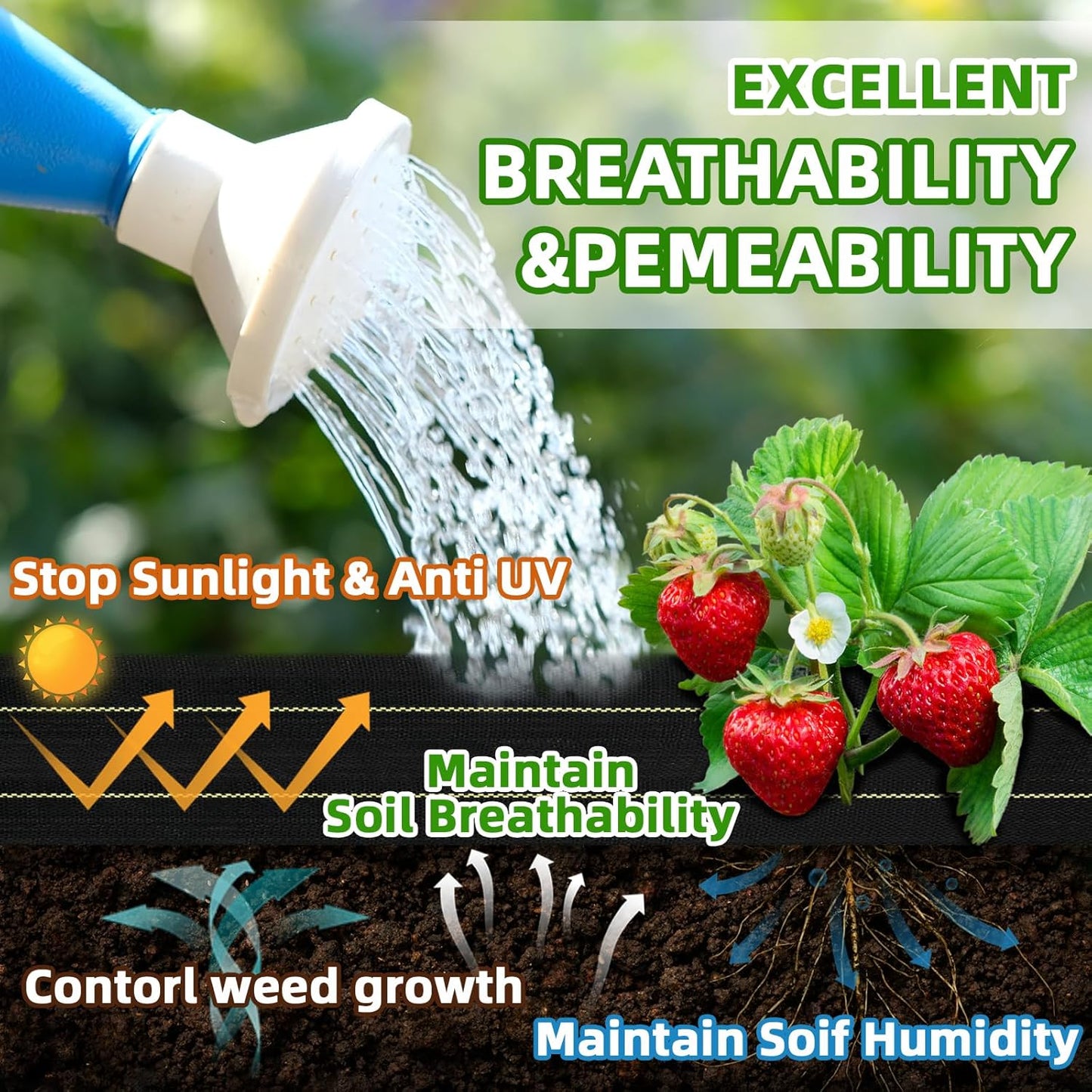 Shade&Beyond 13ftx115ft Weed Barrier Fabric 3.5oz Heavy Duty Landscape Fabric with Superior Permeability Weed Control, Garden Woven Ground Cloth with Staples