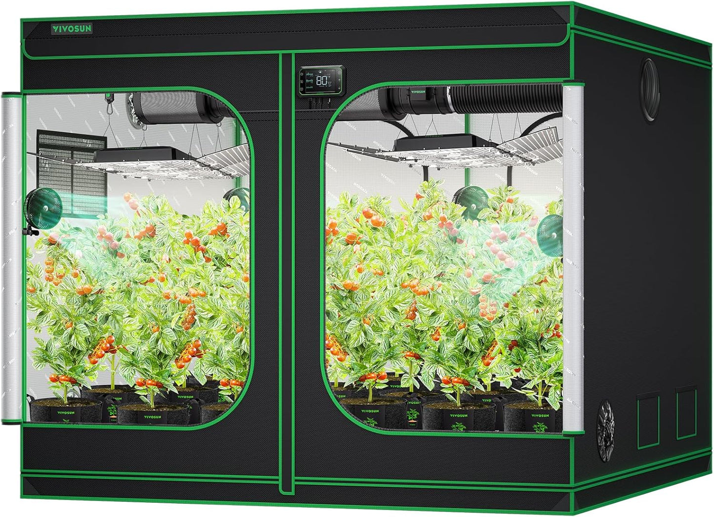 VIVOSUN S888 8x8 Grow Tent, 96"x96"x80" High Reflective Mylar with Observation Window and Floor Tray for Hydroponics Indoor Plant for VS4000/VSF4300