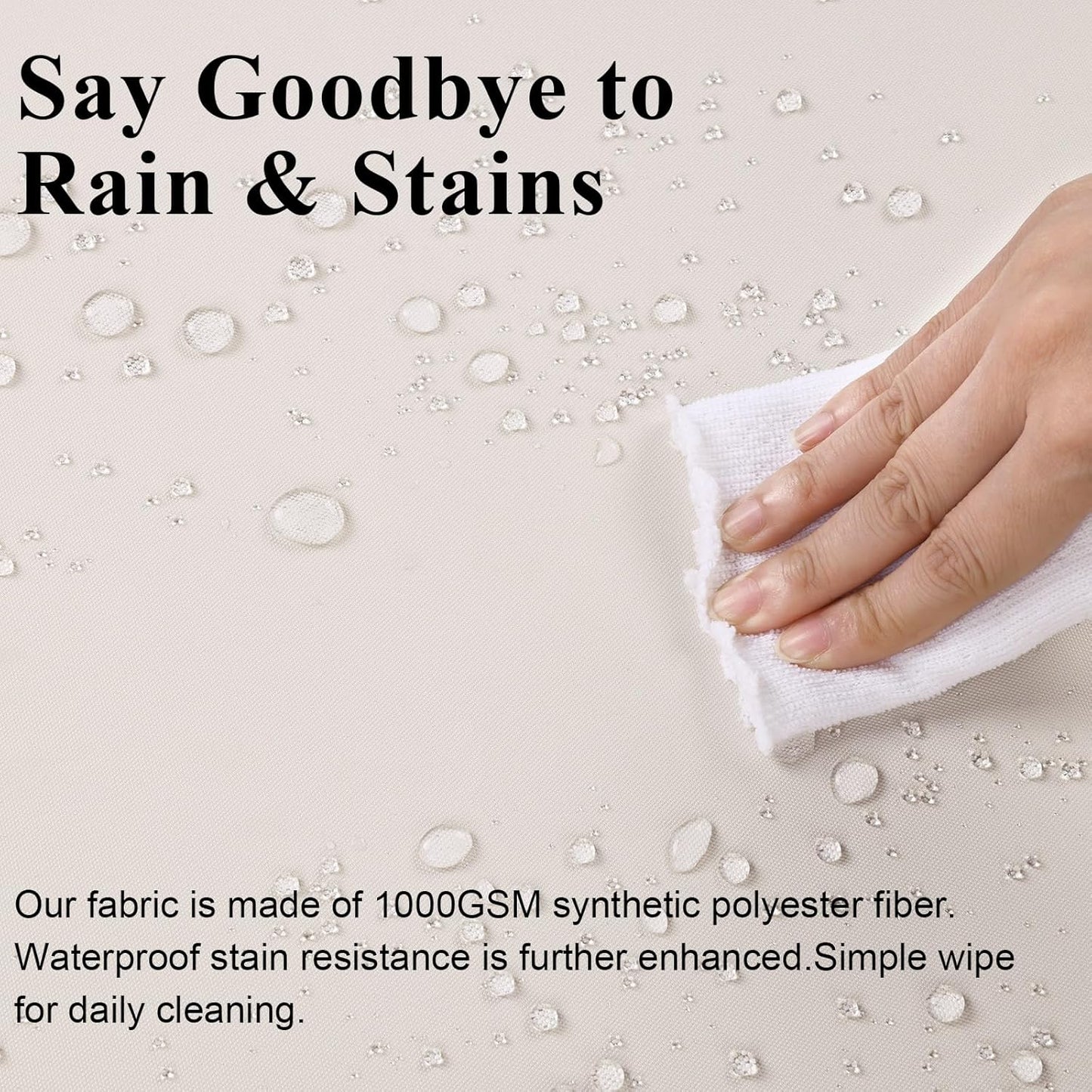 Outdoor Chair Cushions Set of 2 for Patio Furniture 22x22x4 Inch Waterproof Patio Chair Cushion 3 Year Color Fastness Square Elastic Foam Garden Sofa Couch Pads with Ties and Handle,Beige