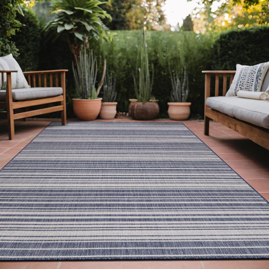 Stripe Outdoor Rug 6x9 Washable Outside Carpet for Indoor Patio Porch Waterproof Easy Cleaning Non Shedding Area Rugs Blue 6 x 9