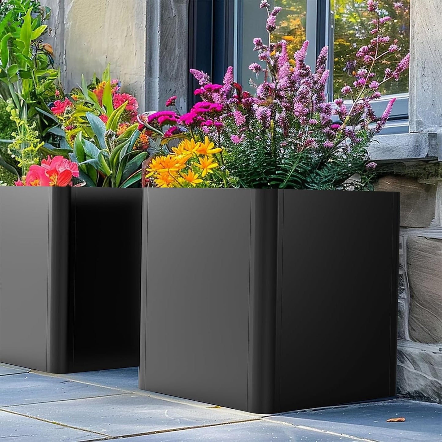 Large Metal Square Planter 26" L x 26" W x 26" H,Steel Planters for Outdoor Plants,Cube Planters for Outdoor Porch,Patio,Garden