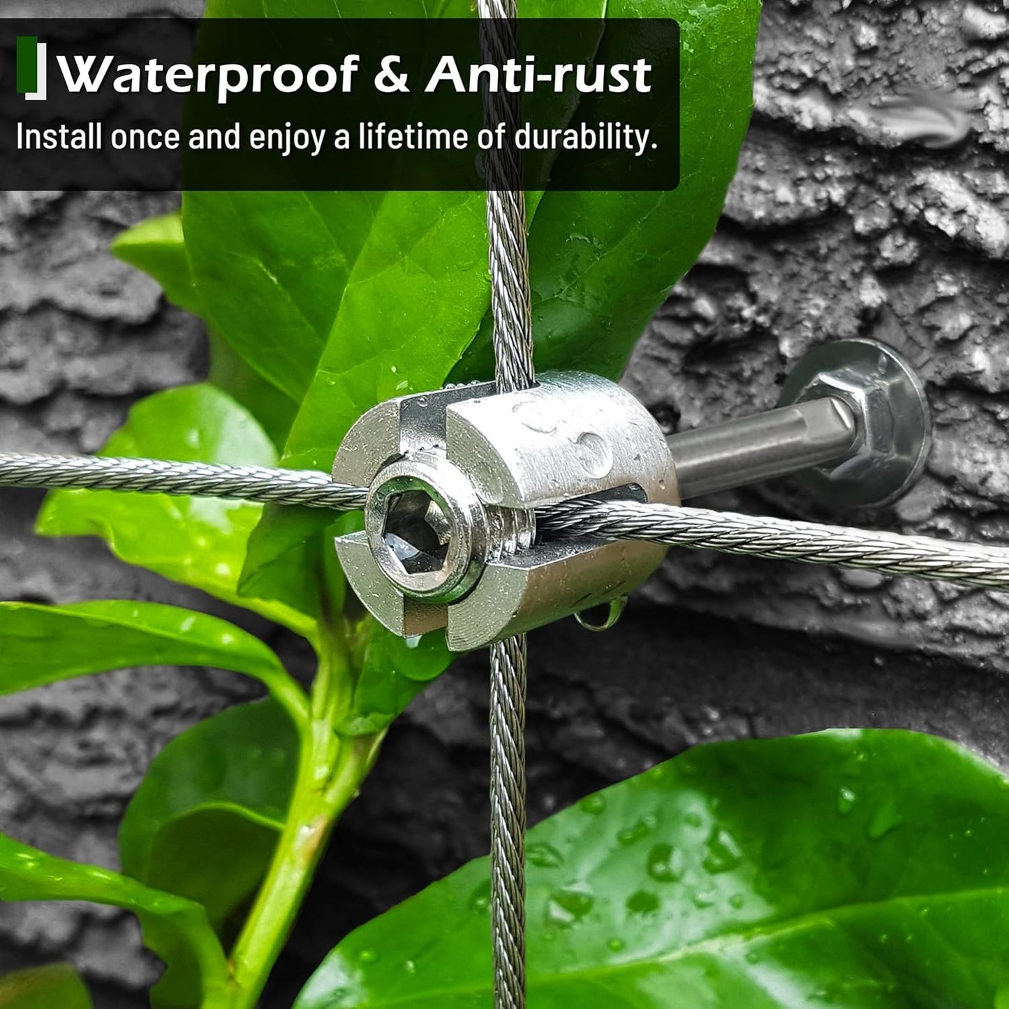 Wire Trellis for Climbing Plants Outdoor, 20-Set Wall Wire Trellis Kit with 1/8in x 98ft Stainless Steel Cable, T316 Espalier System for Fence and Garden DIY Projects