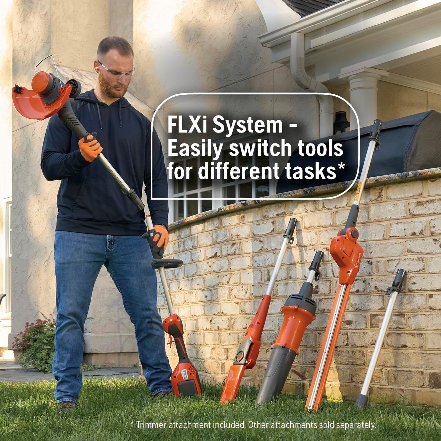 Husqvarna 110iL FLXi Cordless Grass Trimmer and Edger, Attachment Capable Battery Weed Trimmer with 4 Ah Battery and Charger Included, Extension Pole for Longer Reach