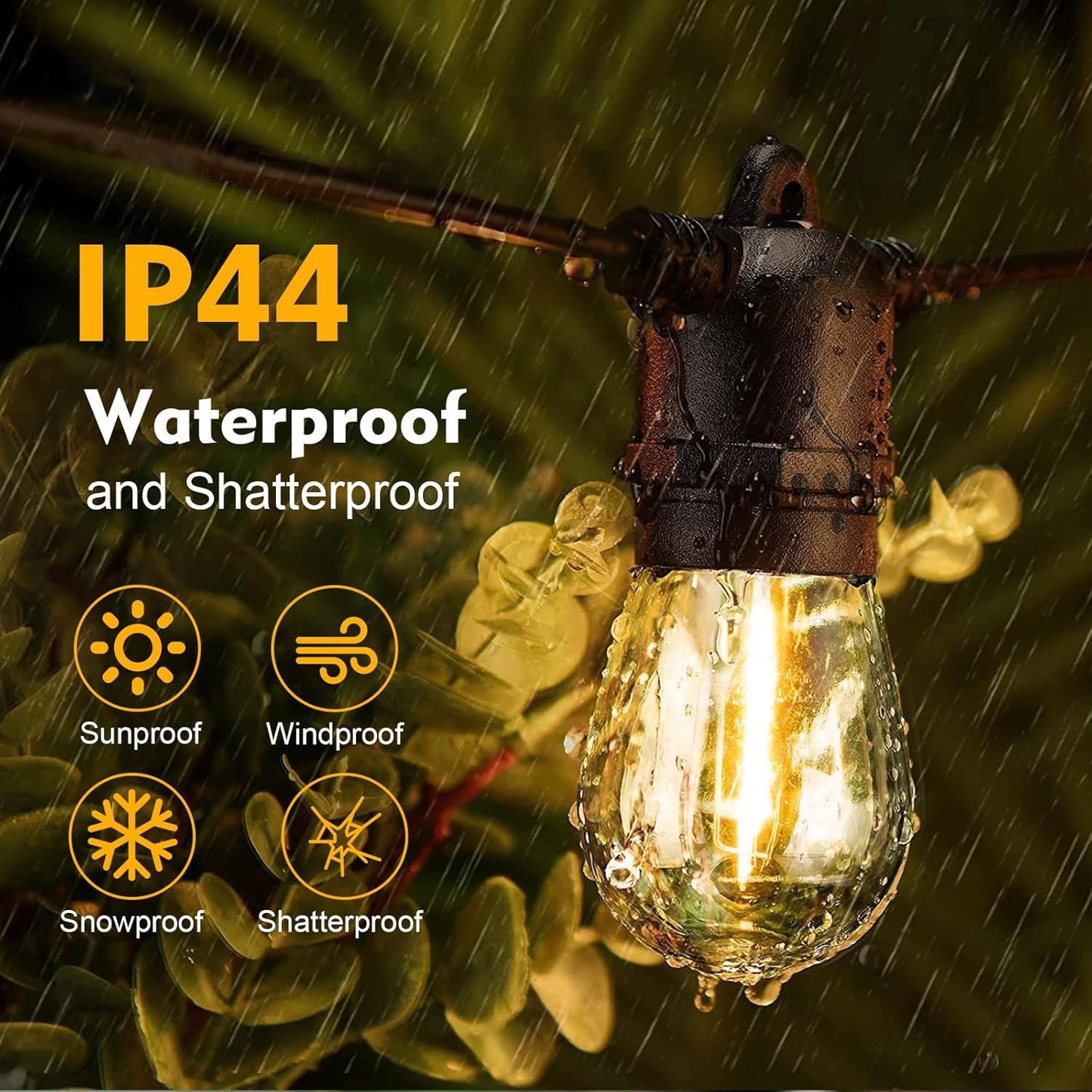 48 Pack LED S14 Replacement Light Bulbs, Shatterproof Outdoor 1 Watt to Replace 11Watts String Incandescent Bulb, Dimmable, E26 Regular Medium Screw Base, 2200K Warm White