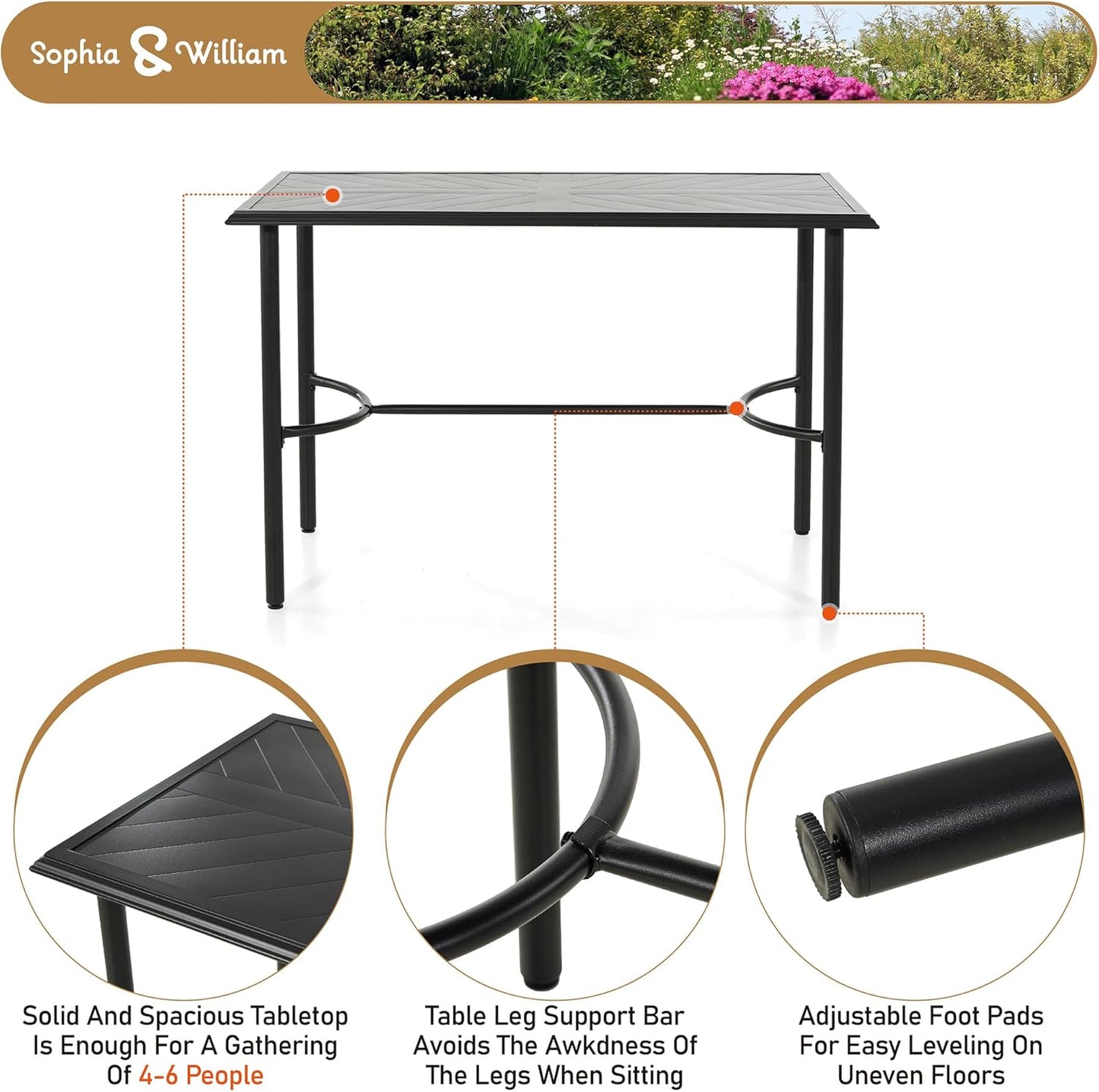 Sophia & William Patio Bar Set 5 Piece Outdoor High Dining Table and Chairs Set, 4 Swivel Bar Stools and 1 Rectangular Bar Height Table, All-Weather Metal Furniture Set with Beige Cushion