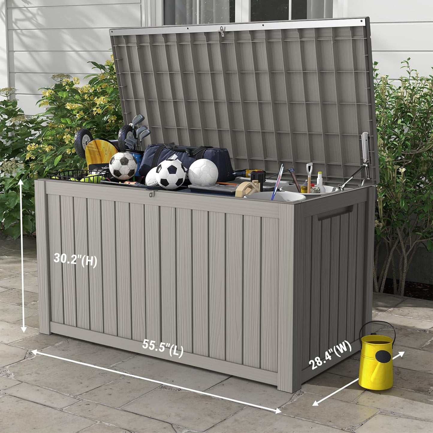 Mars Villa 180 Gallon Outdoor Storage Box Waterproof, Extra Large Resin Deck Box, Outside Storage Bin for Patio Furniture Cushions, Pool Supplies, Sports Gear, UV Resistant and Weatherproof, Greige