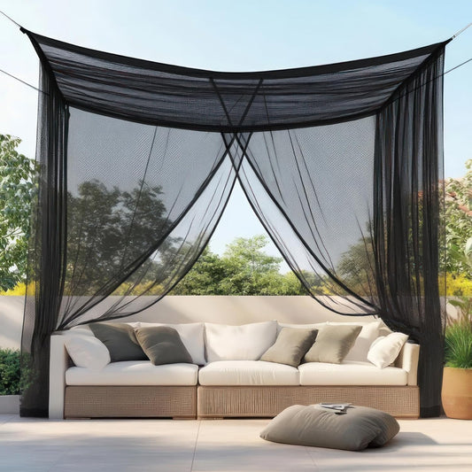 Mosquito Net for Patio 10 x 10 FT | Very Large Sizes & Fabric Designed for Outdoors | Insect House Screen Netting for Gazebo, Porch & Garden Terrace | Black Outside Canopy Bug Protection