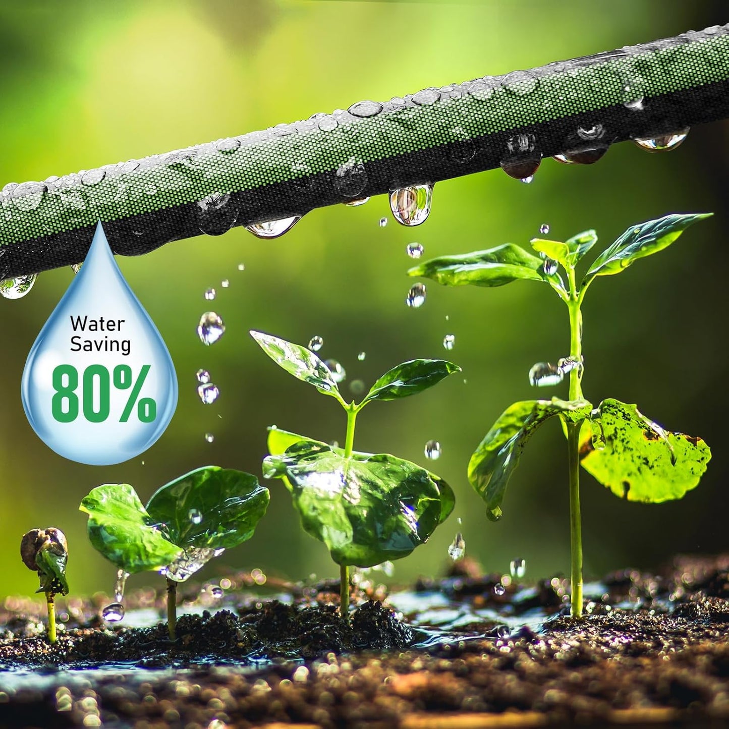 Flat Soaker Hose 75FT for Garden and Lawns, 80% Water-Saving Drip Irrigation Hose with Anodized Aluminum Ends, Flexible Leakproof Double Layer Gardening Hoses ﻿