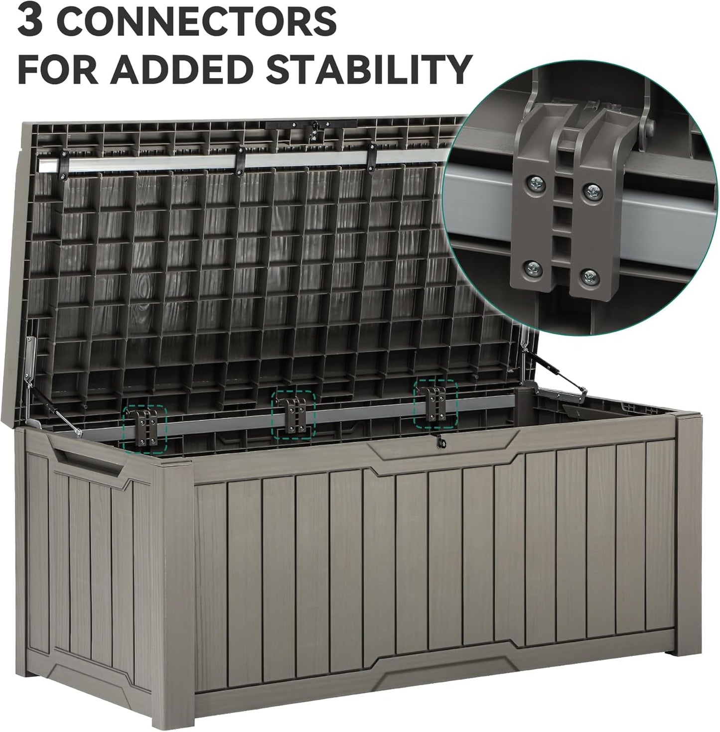 YITAHOME 120 Gallon Outdoor Storage Deck Box with Cushion, Large Resin Patio Storage for Outdoor Pillows, Garden Tools and Pool-Supplies, Waterproof, Lockable (Taupe)