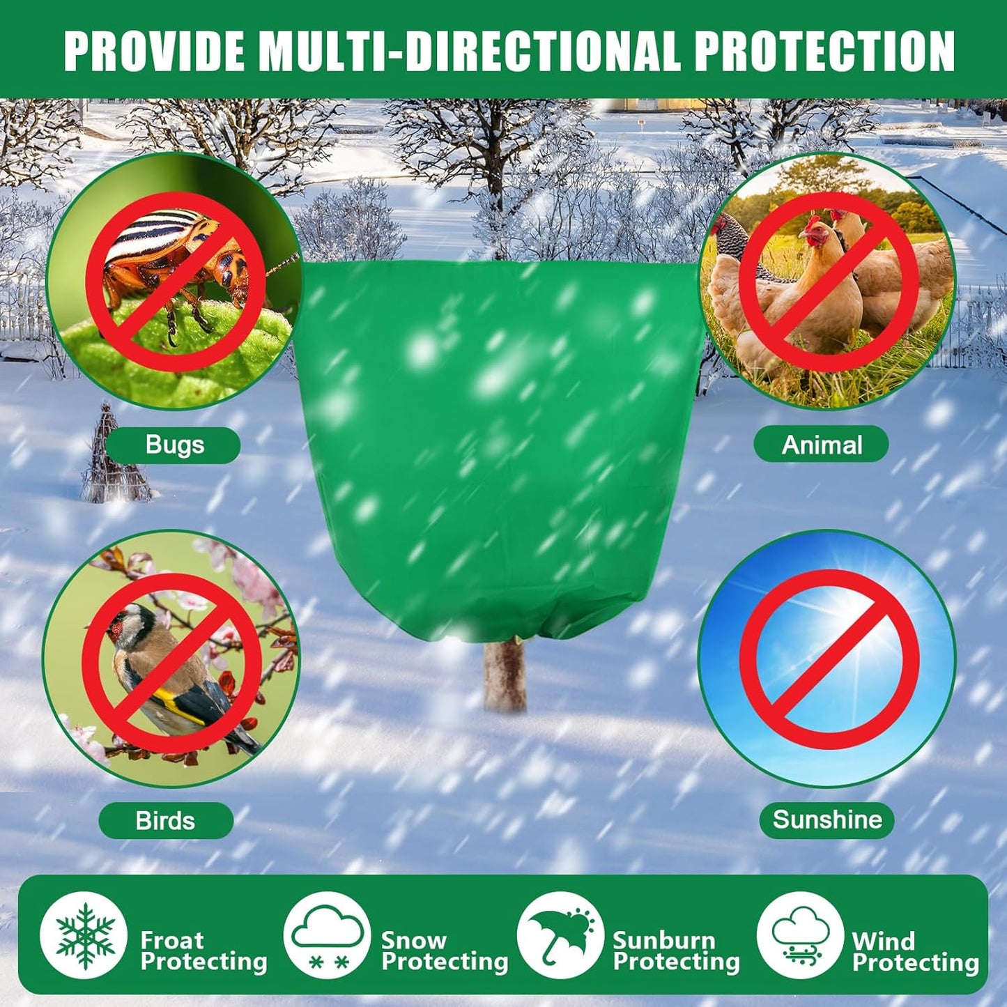 Svepndic 4 PCS Winter Plant Covers Freeze Protection,39X39 Reusable Plant Protector Bag with Drawstring,Winter Plants Jacket Warm Shrubs Cover Blanket Frost Protection for Outdoor Garden Plants