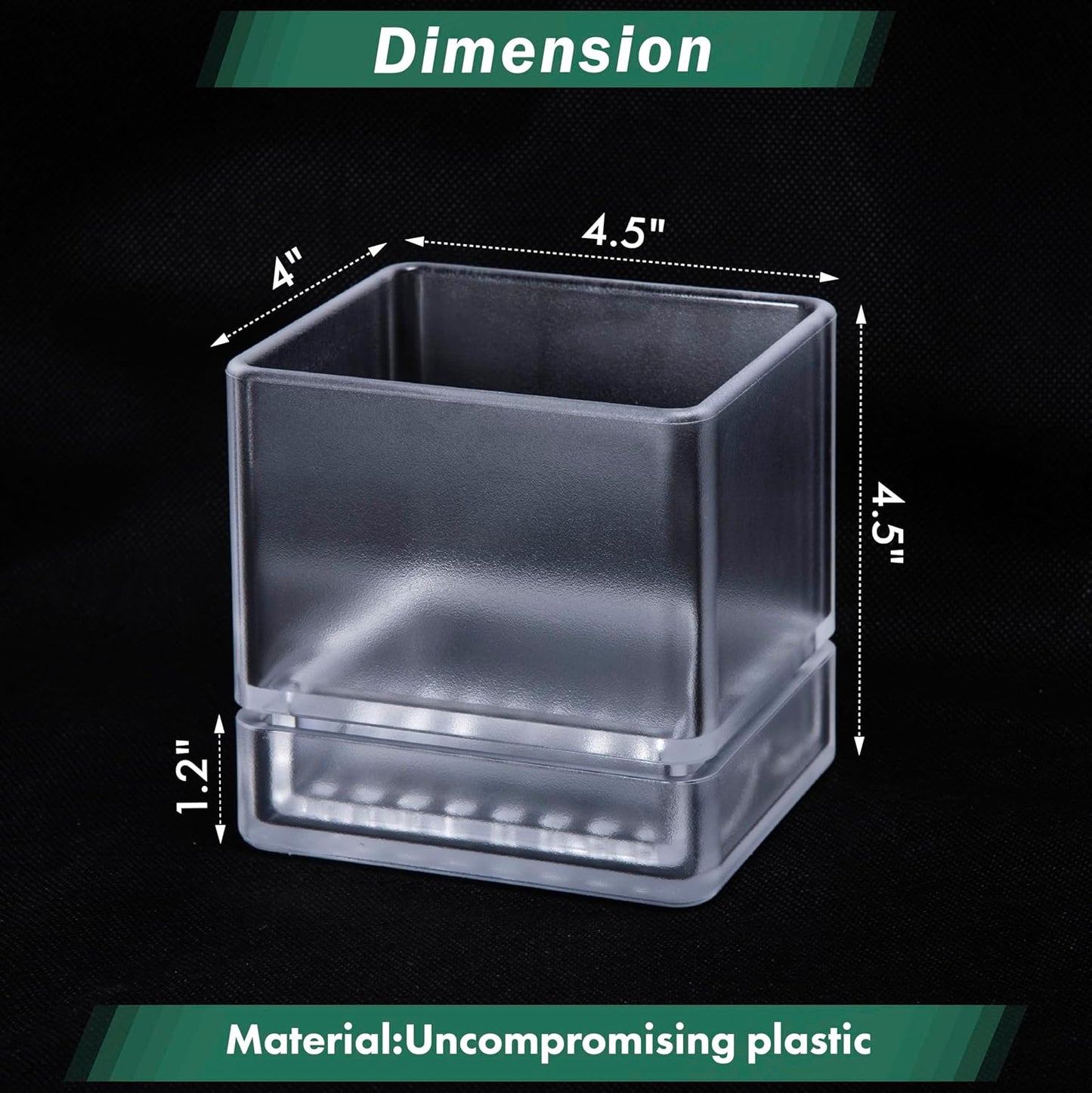 4 Inch Herb Planter Pot, Plastic Planter with Drainage Holes and Saucer, Modern Decorative Gardening Pot for Indoor Plants, Flowers, Herbs, Succulents, Clear, Set of 2, 76-Y-D-2